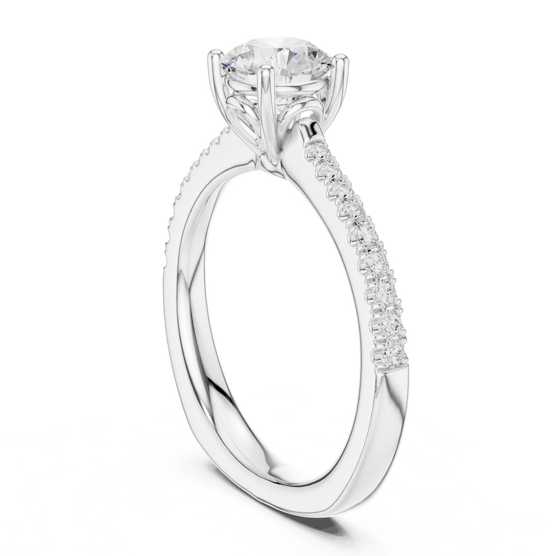 1.13 Ct. Round Diamond Solitaire with Pavé Diamond Band (DDLR-651) 9