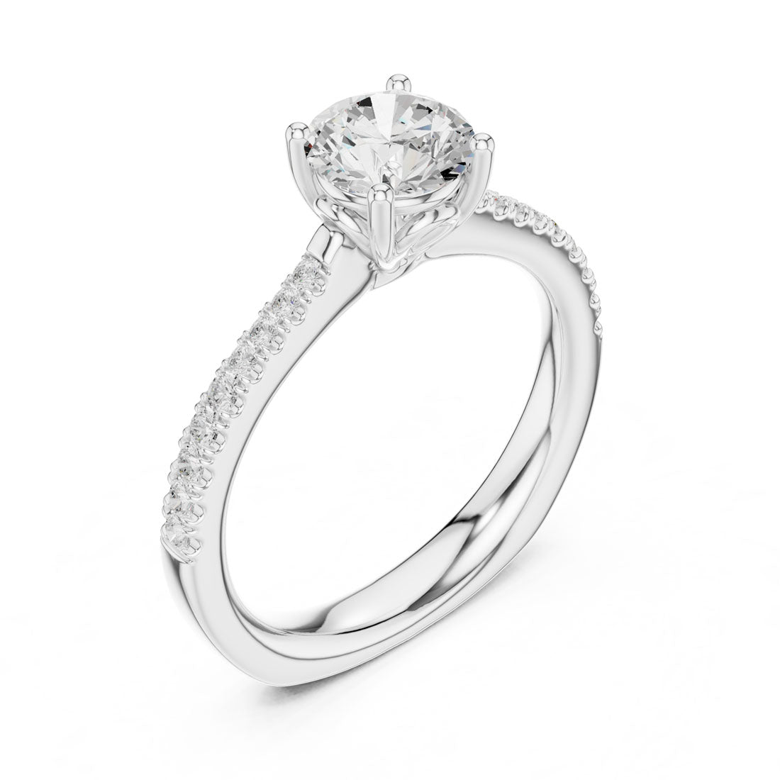 1.13 Ct. Round Diamond Solitaire with Pavé Diamond Band (DDLR-651) 8