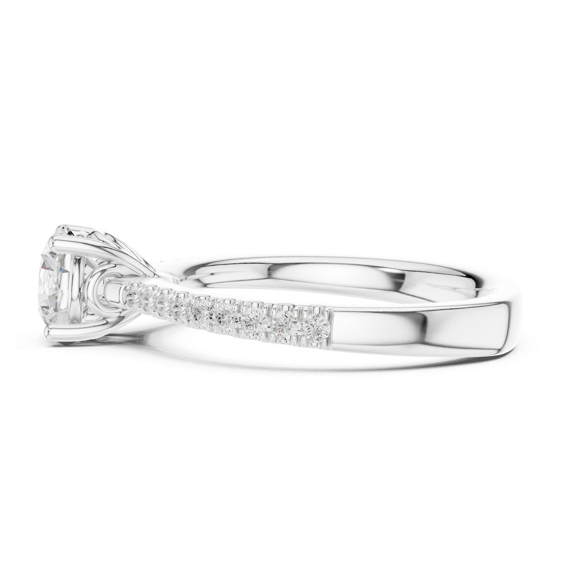 1.13 Ct. Round Diamond Solitaire with Pavé Diamond Band (DDLR-651) 11