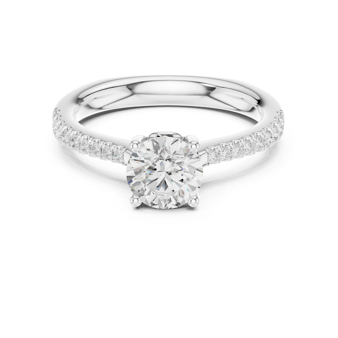1.13 Ct. Round Diamond Solitaire with Pavé Diamond Band (DDLR-651)