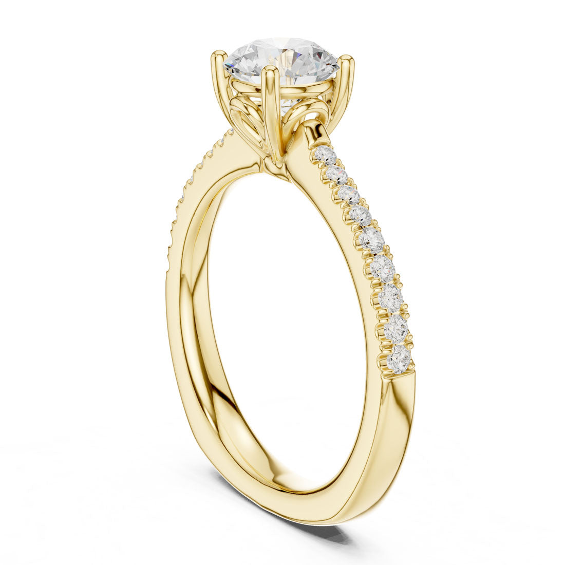 1.13 Ct. Round Diamond Solitaire with Pavé Diamond Band (DDLR-651) 3