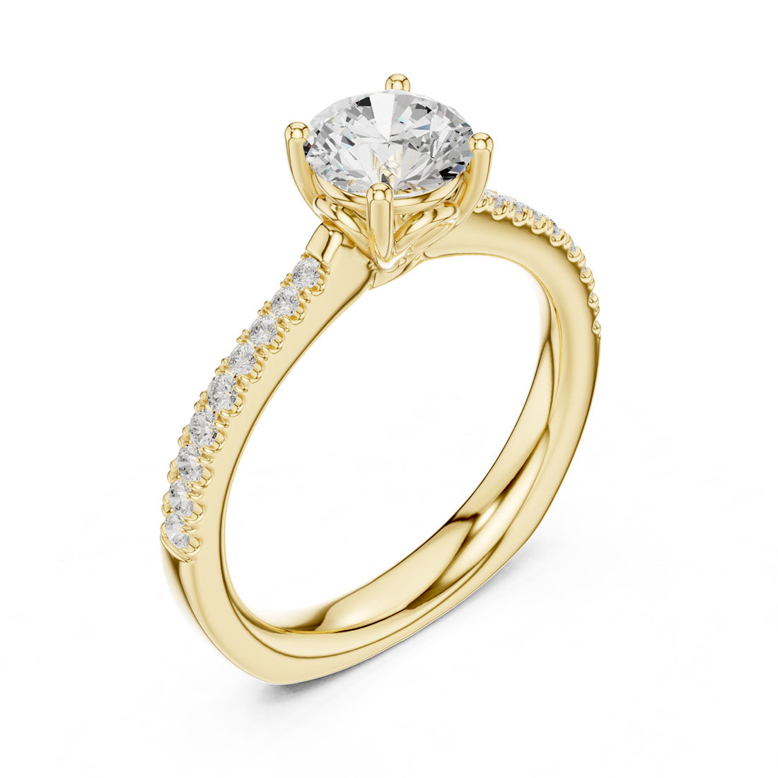 1.13 Ct. Round Diamond Solitaire with Pavé Diamond Band (DDLR-651)