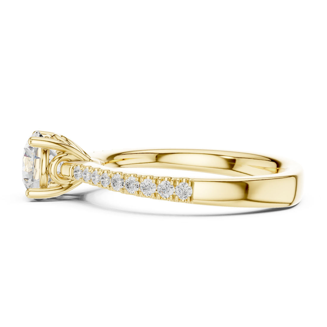1.13 Ct. Round Diamond Solitaire with Pavé Diamond Band (DDLR-651) 4