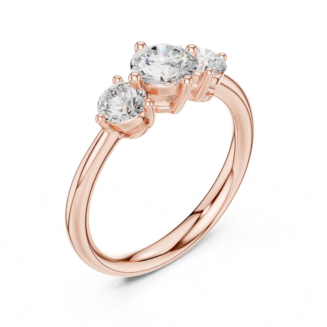 1.29 Ct. Round Diamond Three-Stone Solitaire Ring (DDLR-653) 6