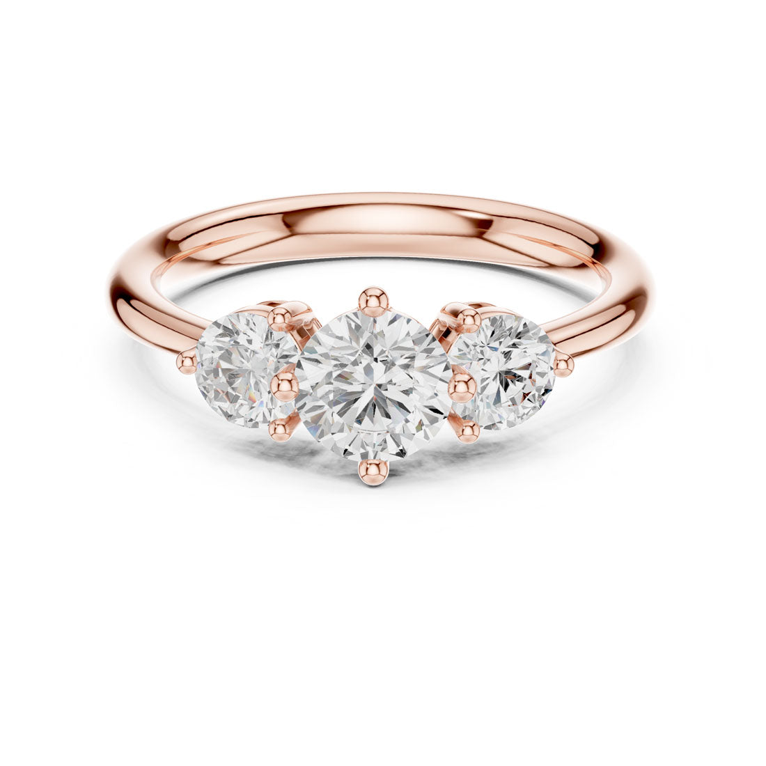 1.29 Ct. Round Diamond Three-Stone Solitaire Ring (DDLR-653) 7