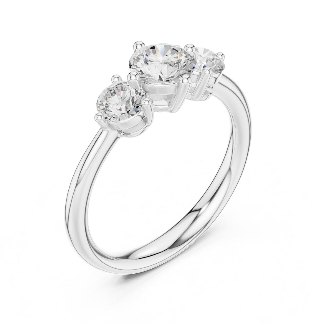 1.29 Ct. Round Diamond Three-Stone Solitaire Ring (DDLR-653) 8