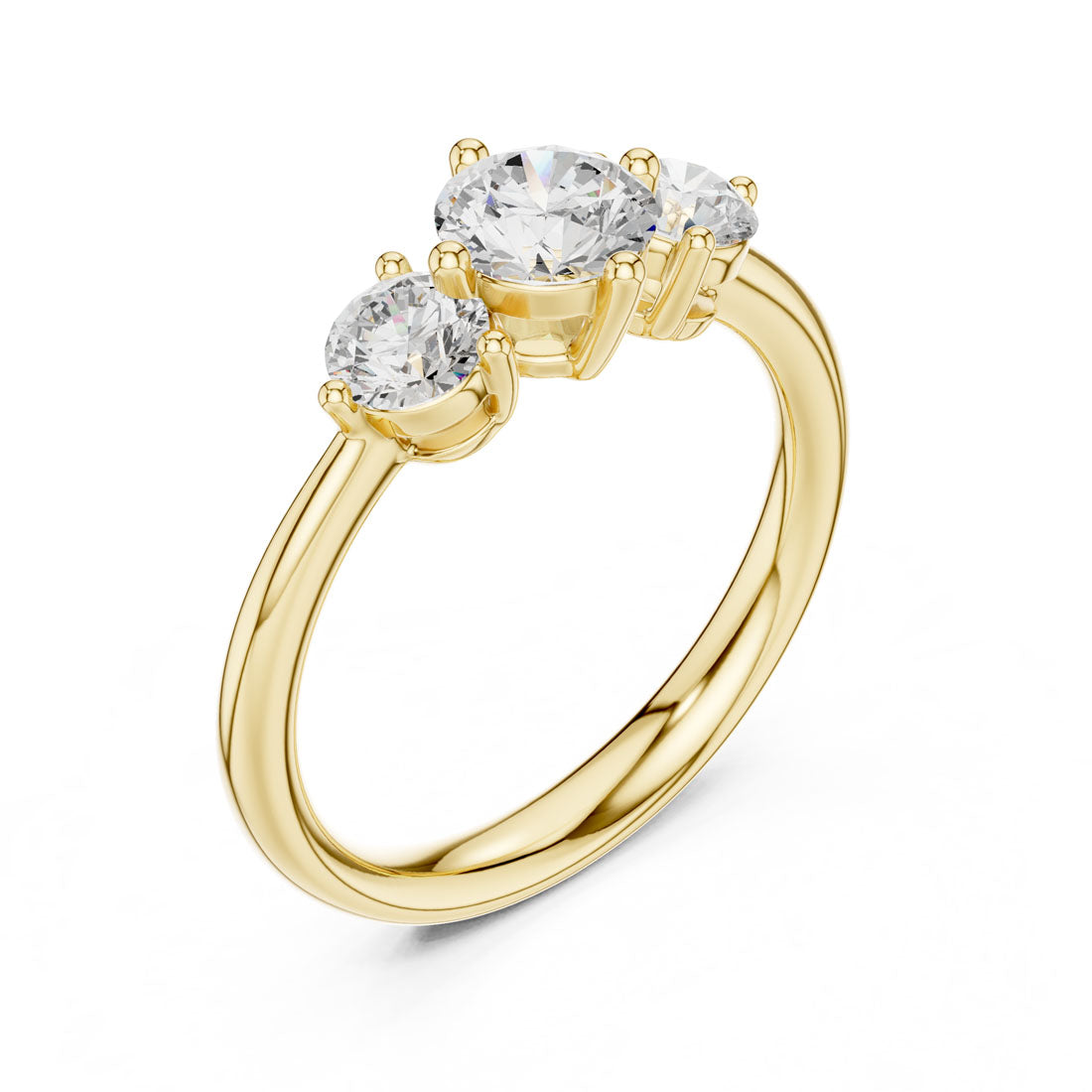 1.29 Ct. Round Diamond Three-Stone Solitaire Ring (DDLR-653)