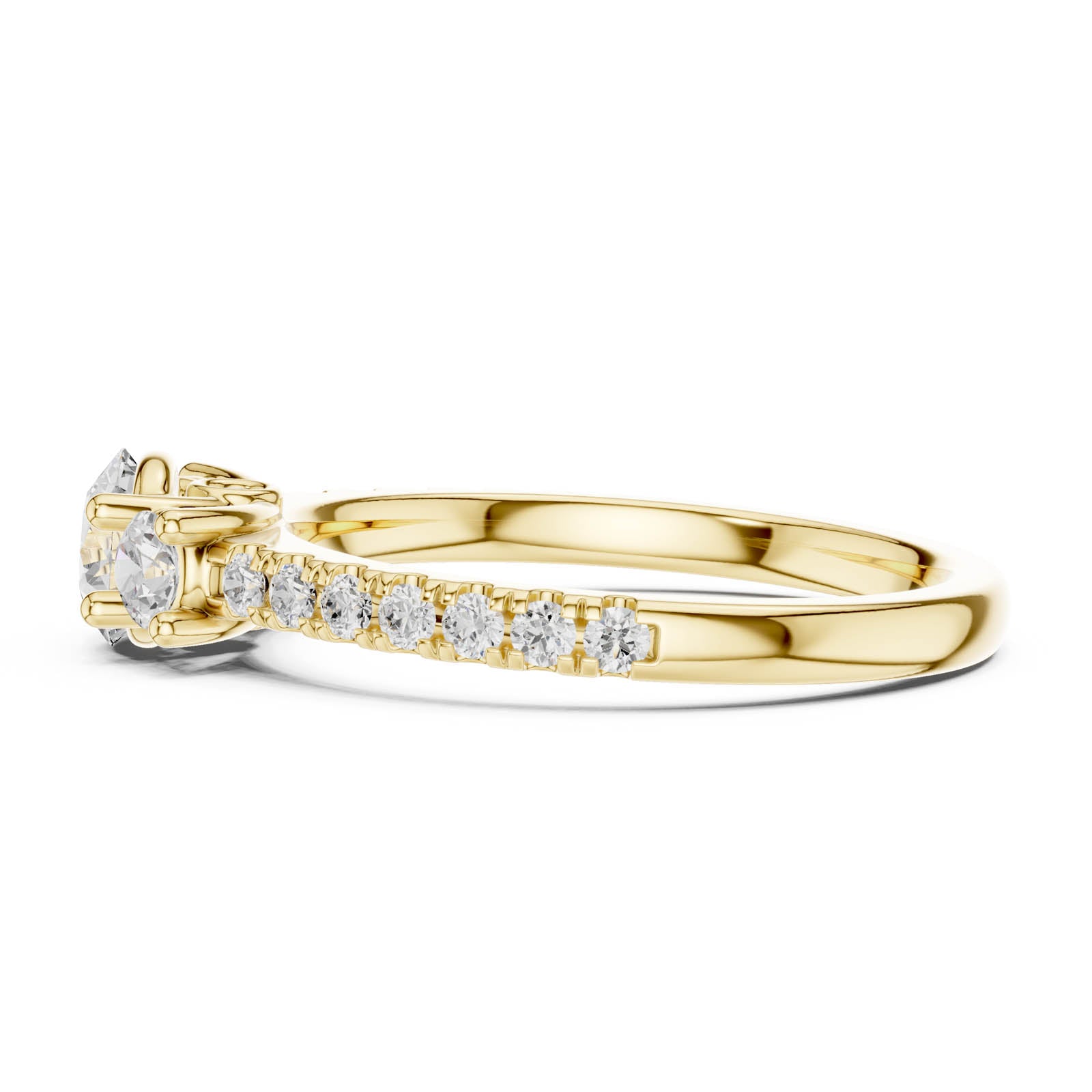 1.00 Ct. Round Diamond Ring with Round Side Stones and Pavé Shank (DDLR-788) 12