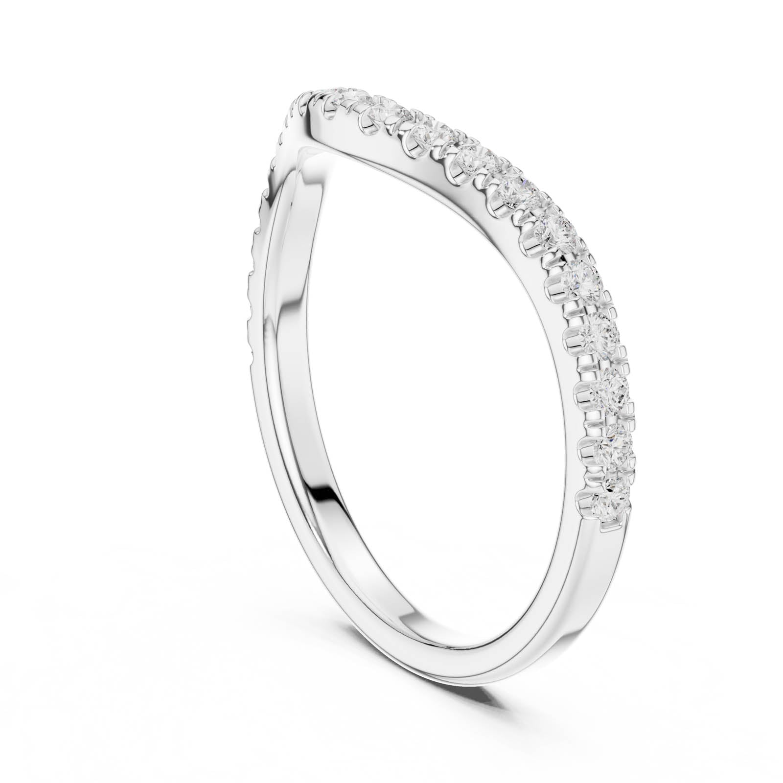 .34 Ct. Half Eternity Chevron Diamond Wedding Band with Pavé Round Diamonds (DDLR-791) 10