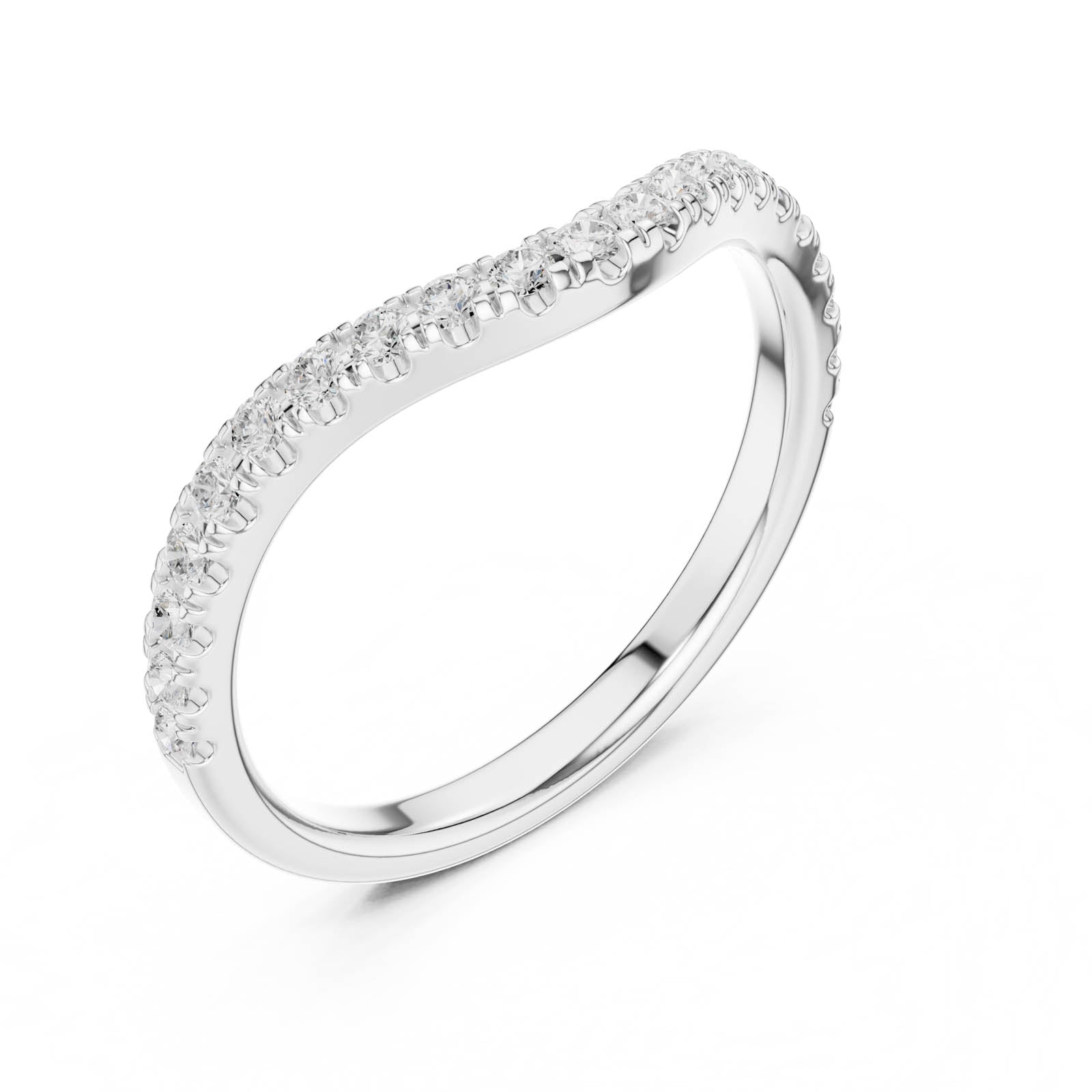 .34 Ct. Half Eternity Chevron Diamond Wedding Band with Pavé Round Diamonds (DDLR-791) 11