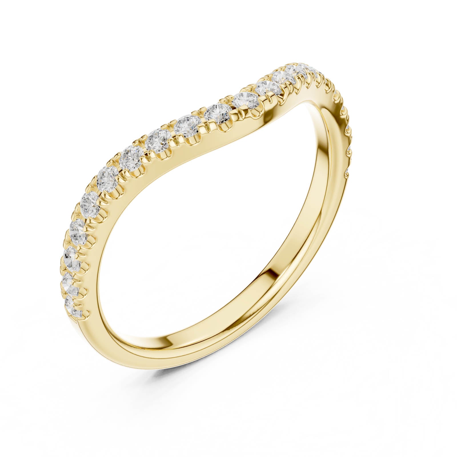 .34 Ct. Half Eternity Chevron Diamond Wedding Band with Pavé Round Diamonds (DDLR-791)