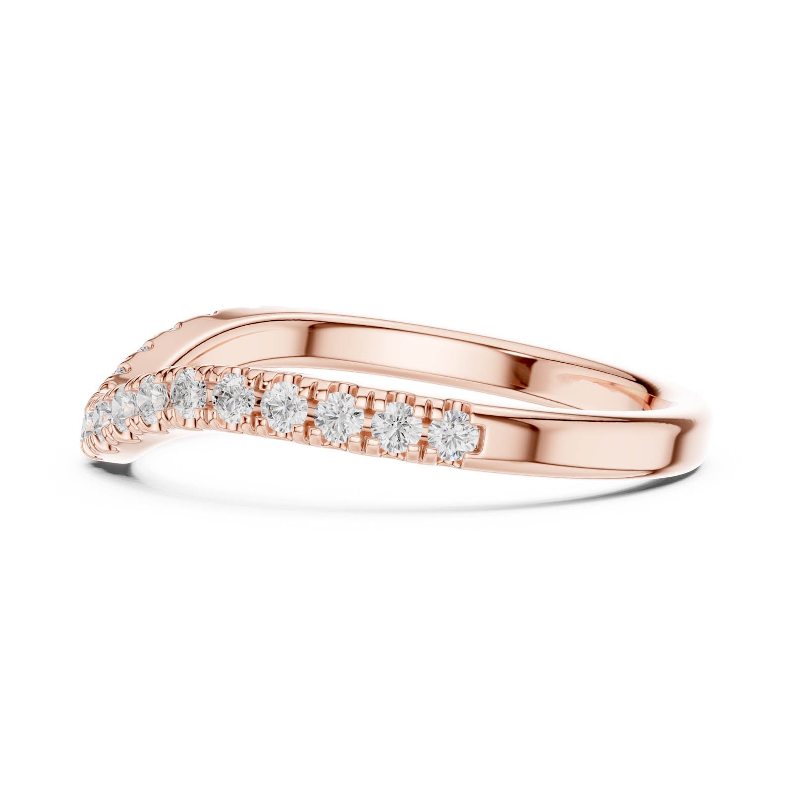 .34 Ct. Half Eternity Chevron Diamond Wedding Band with Pavé Round Diamonds (DDLR-791) 3