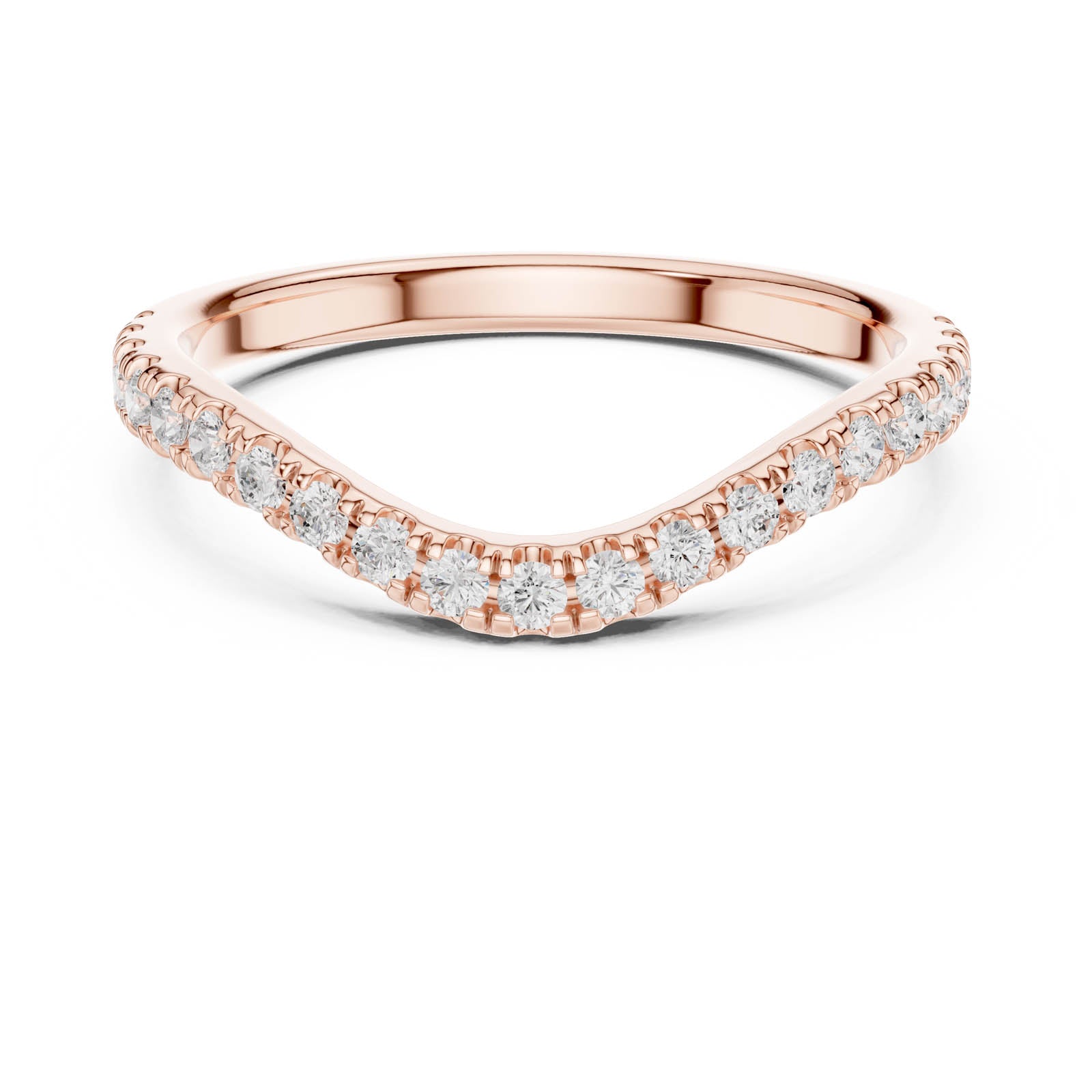 .34 Ct. Half Eternity Chevron Diamond Wedding Band with Pavé Round Diamonds (DDLR-791) 4