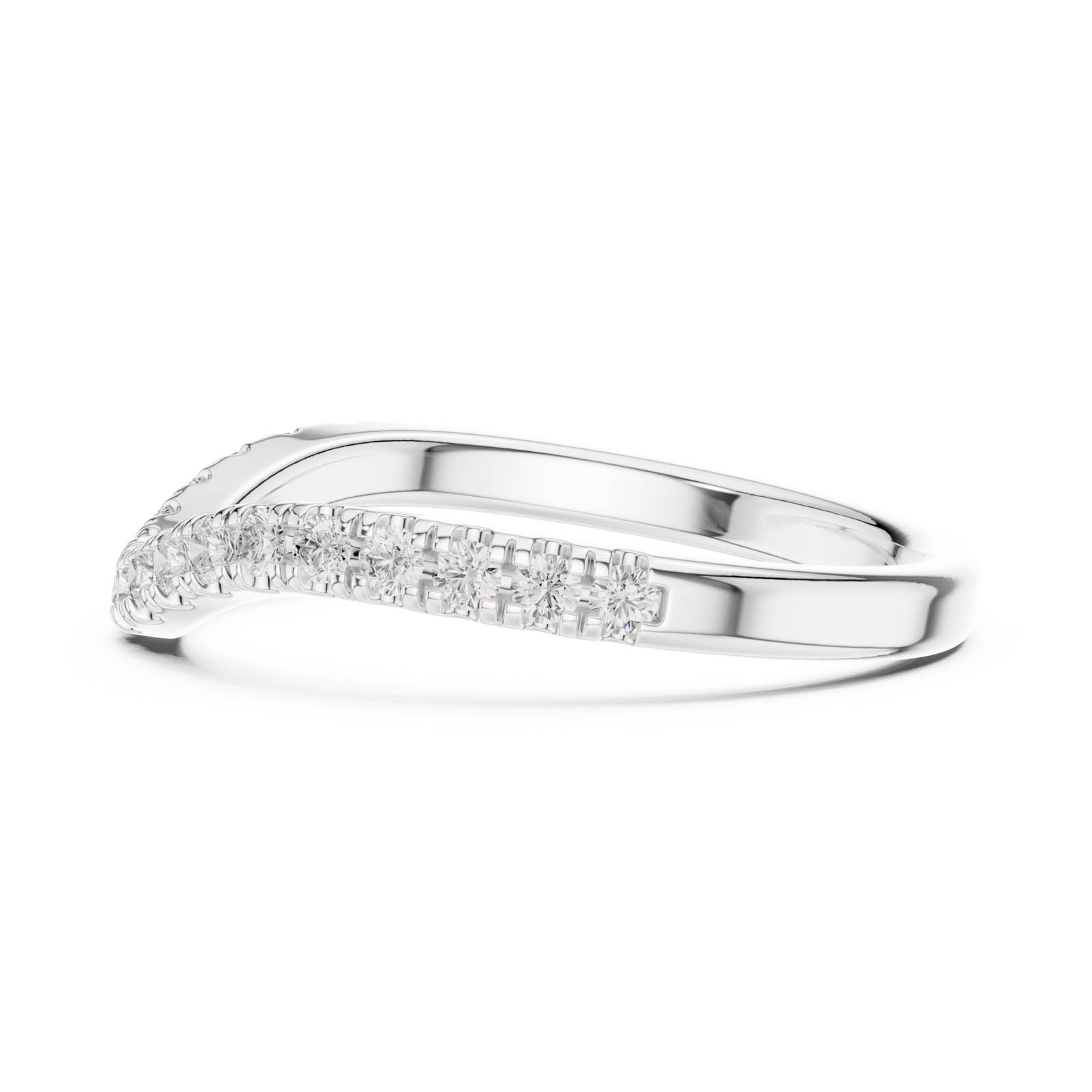 .34 Ct. Half Eternity Chevron Diamond Wedding Band with Pavé Round Diamonds (DDLR-791) 5