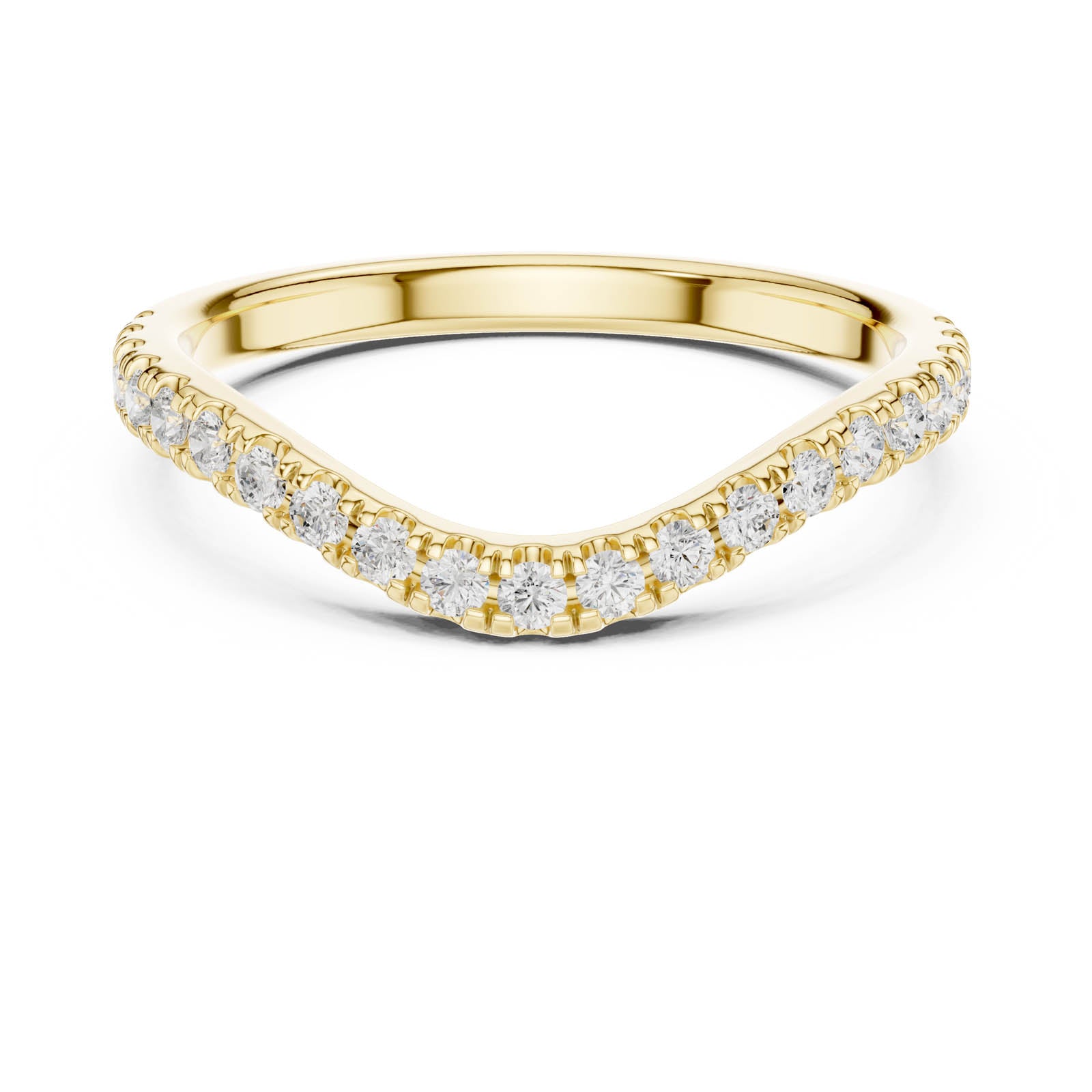 .34 Ct. Half Eternity Chevron Diamond Wedding Band with Pavé Round Diamonds (DDLR-791) 7