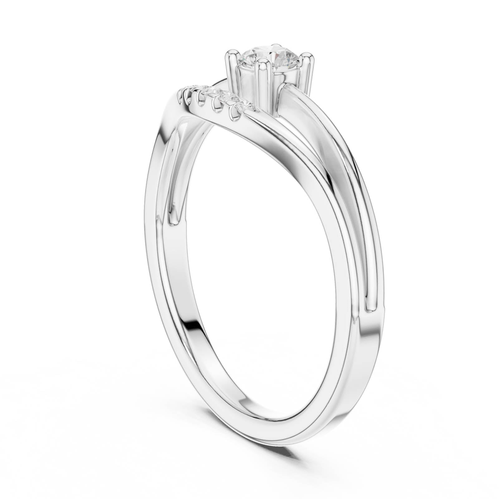 .18 Ct. Round Diamond Engagement Ring with Curved Accent Stackable Band (DDLR-830) 11