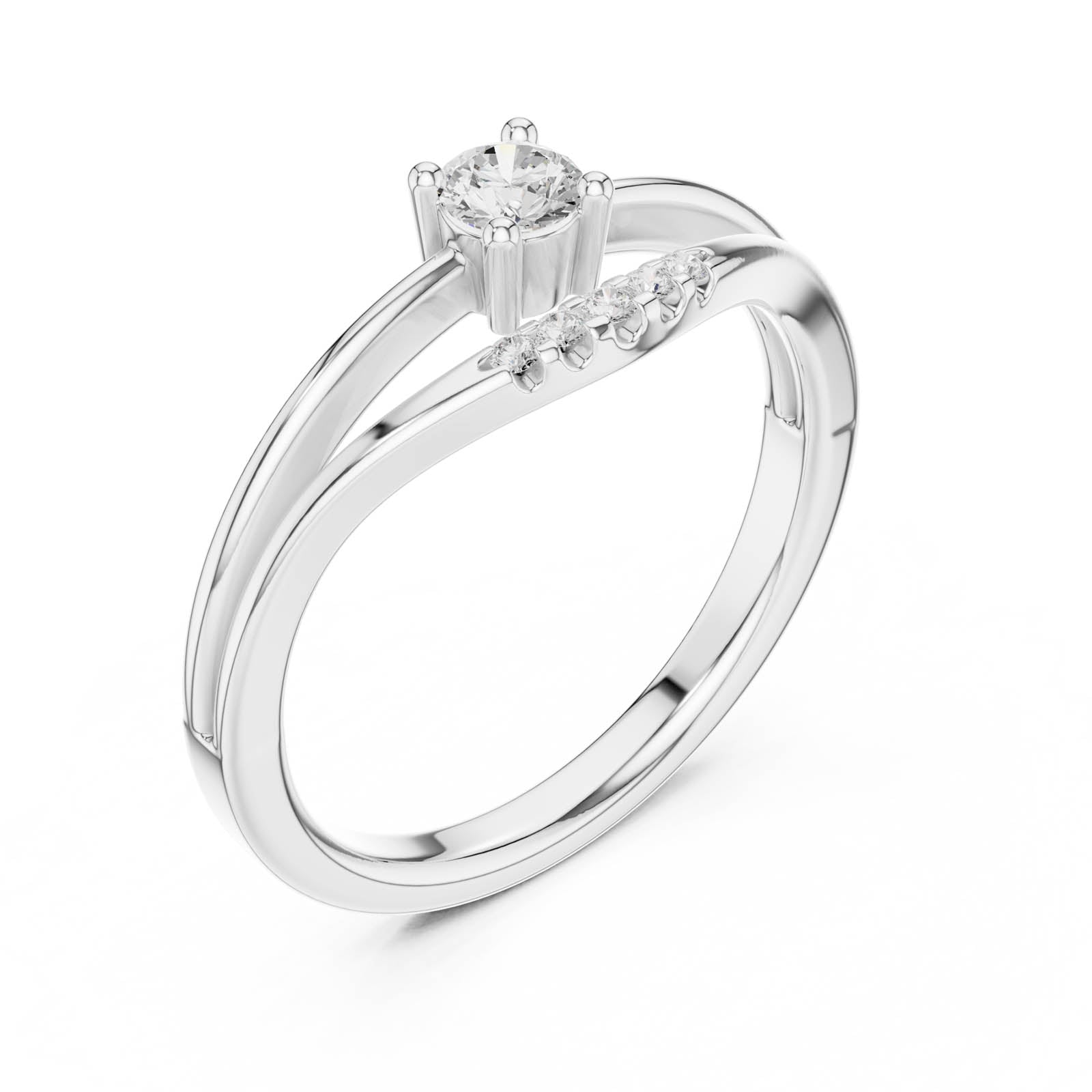 .18 Ct. Round Diamond Engagement Ring with Curved Accent Stackable Band (DDLR-830) 12