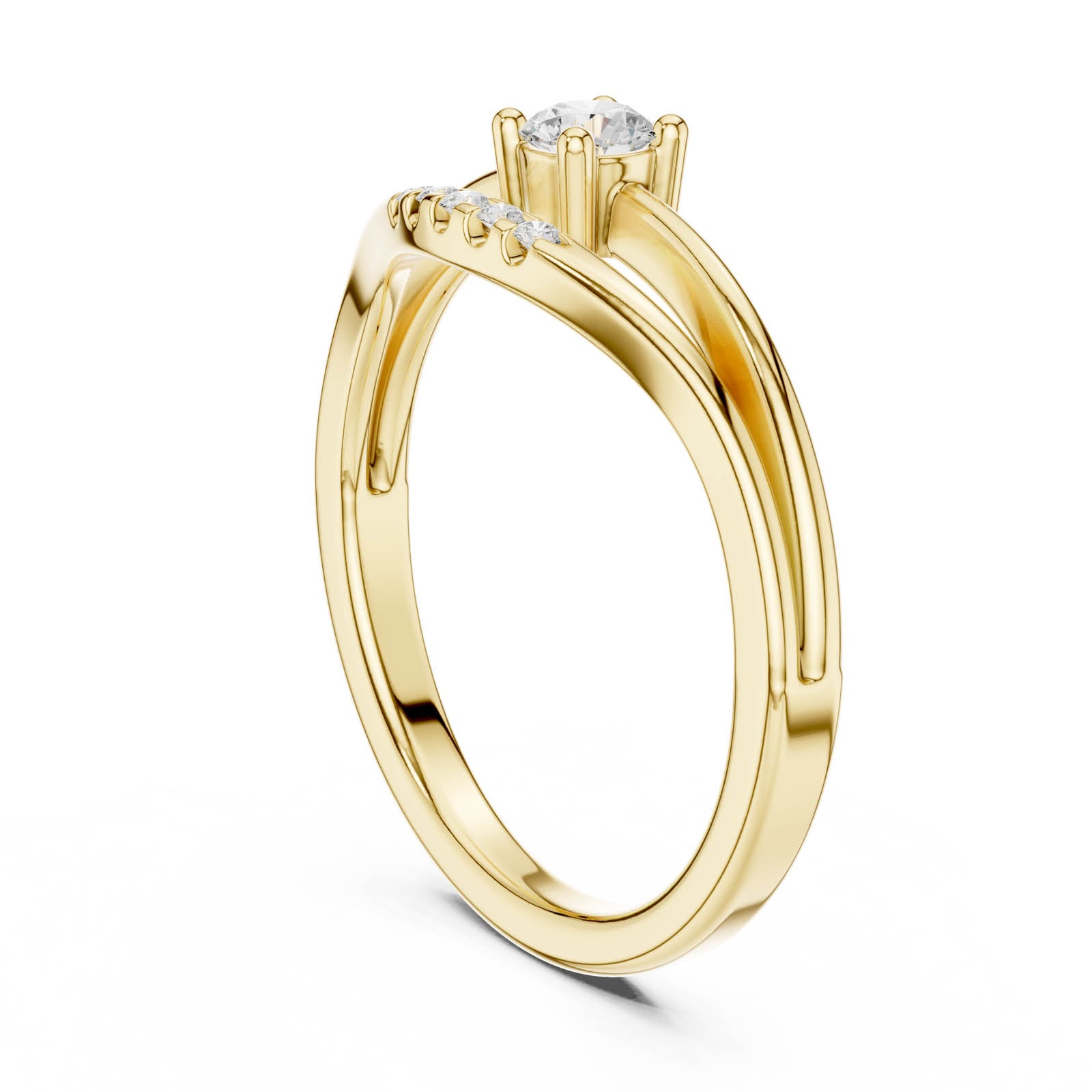 .18 Ct. Round Diamond Engagement Ring with Curved Accent Stackable Band (DDLR-830)
