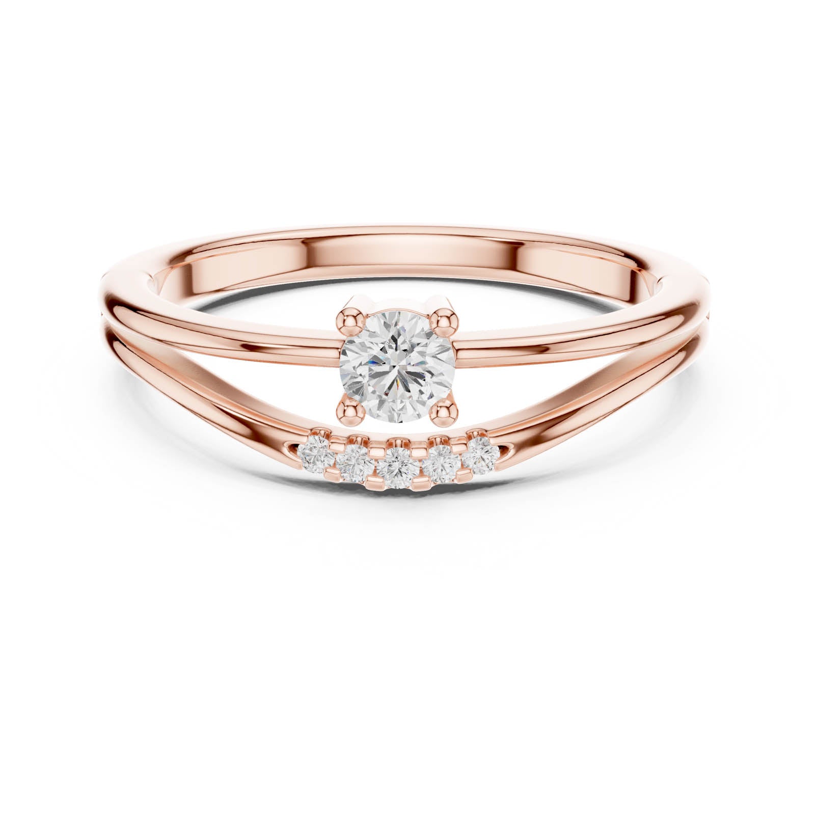 .18 Ct. Round Diamond Engagement Ring with Curved Accent Stackable Band (DDLR-830) 5