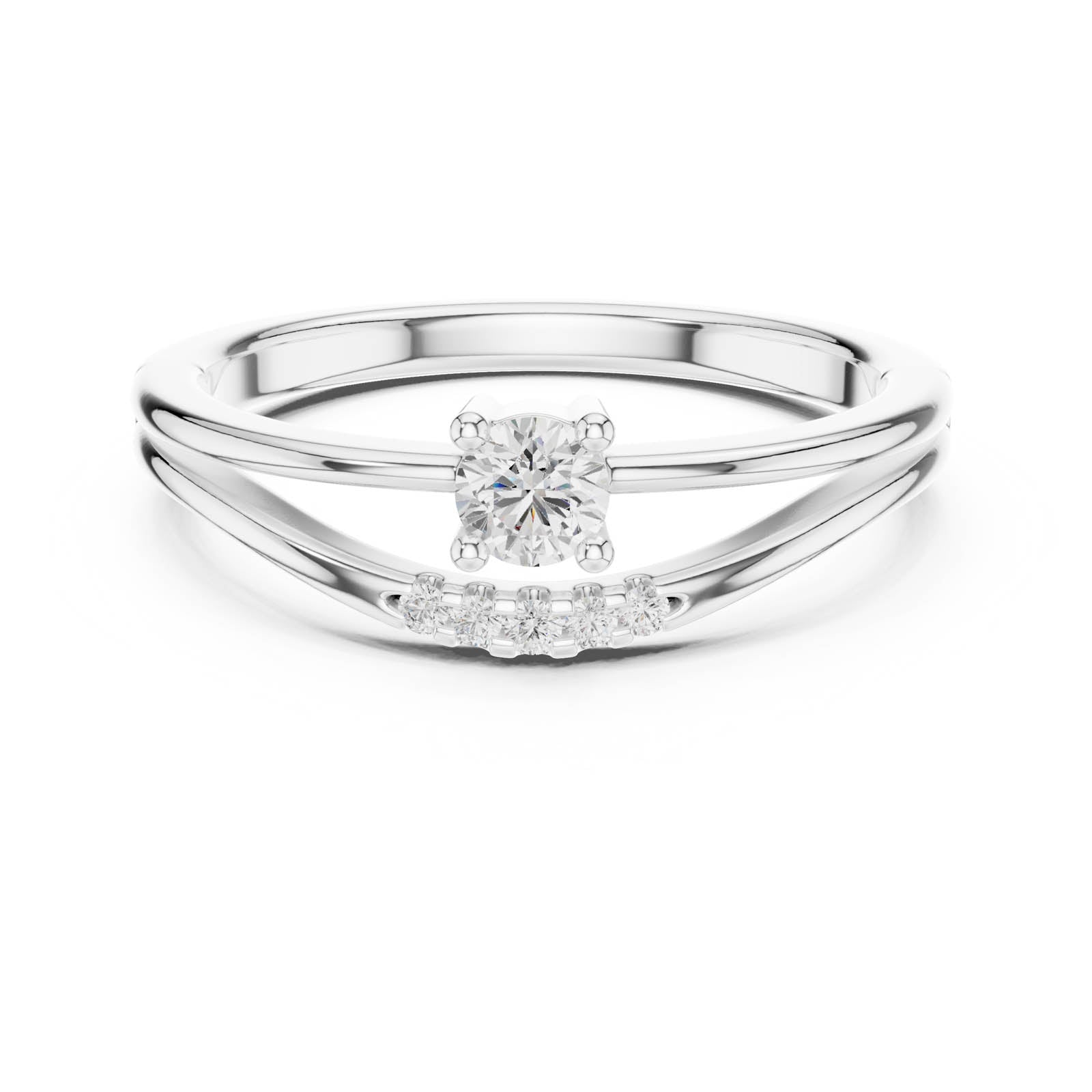 .18 Ct. Round Diamond Engagement Ring with Curved Accent Stackable Band (DDLR-830) 7