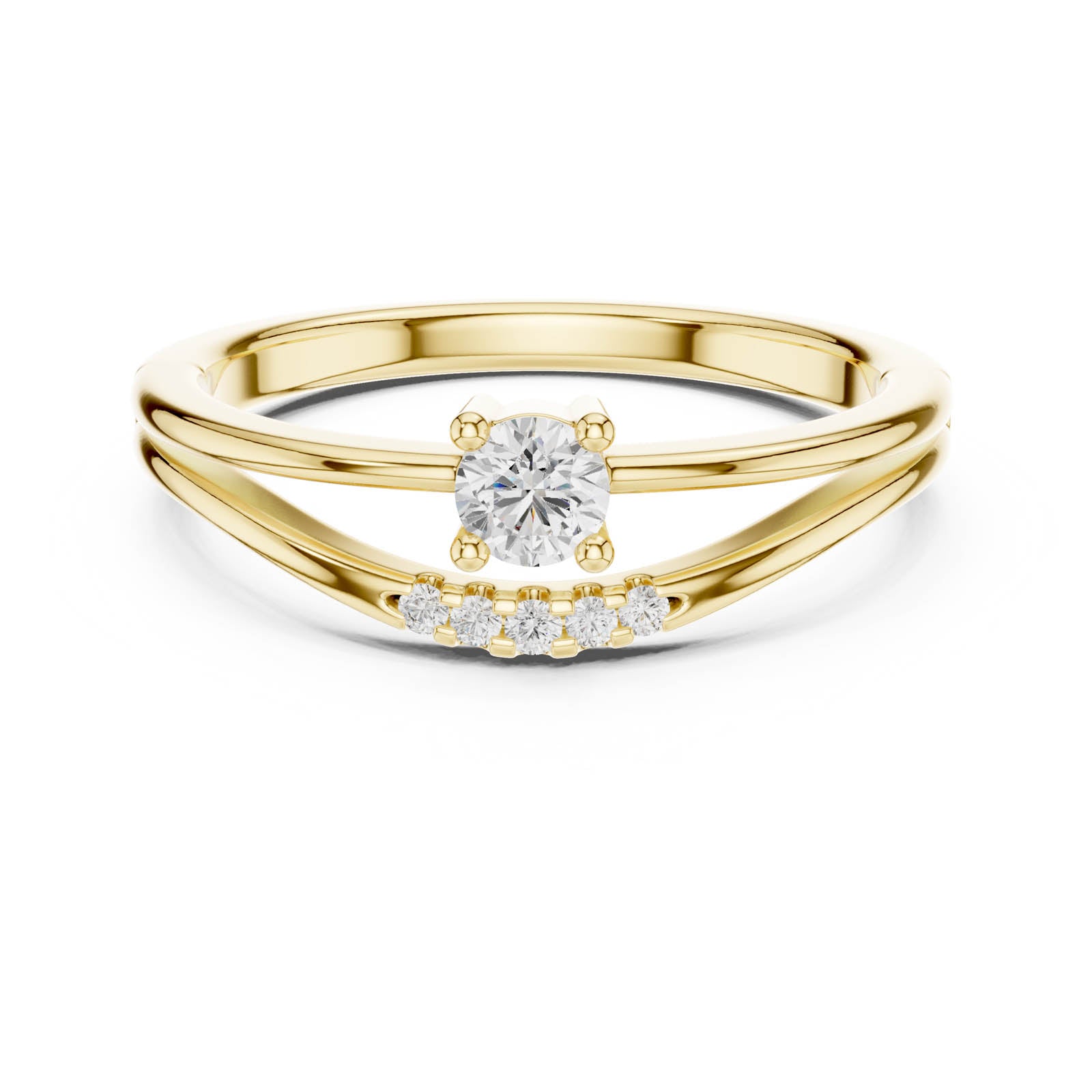 .18 Ct. Round Diamond Engagement Ring with Curved Accent Stackable Band (DDLR-830)