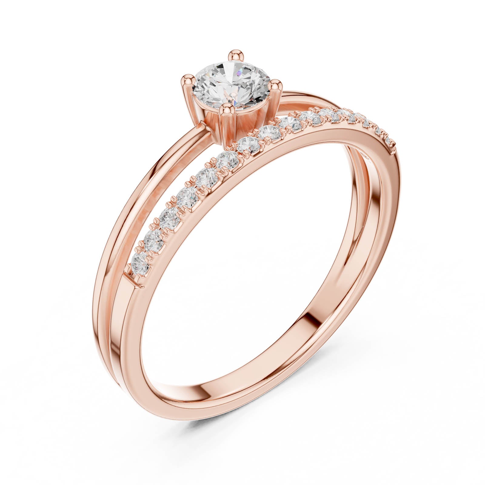 .40 Ct. Round Diamond Engagement Ring with Pavé Stackable Band (DDLR-832)