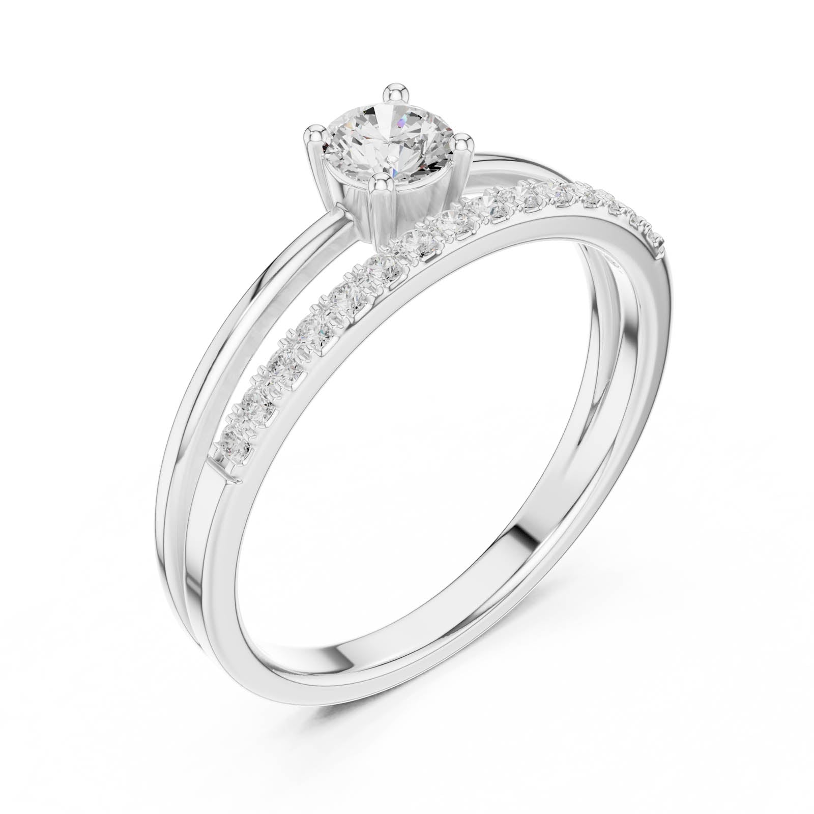 .40 Ct. Round Diamond Engagement Ring with Pavé Stackable Band (DDLR-832) 9