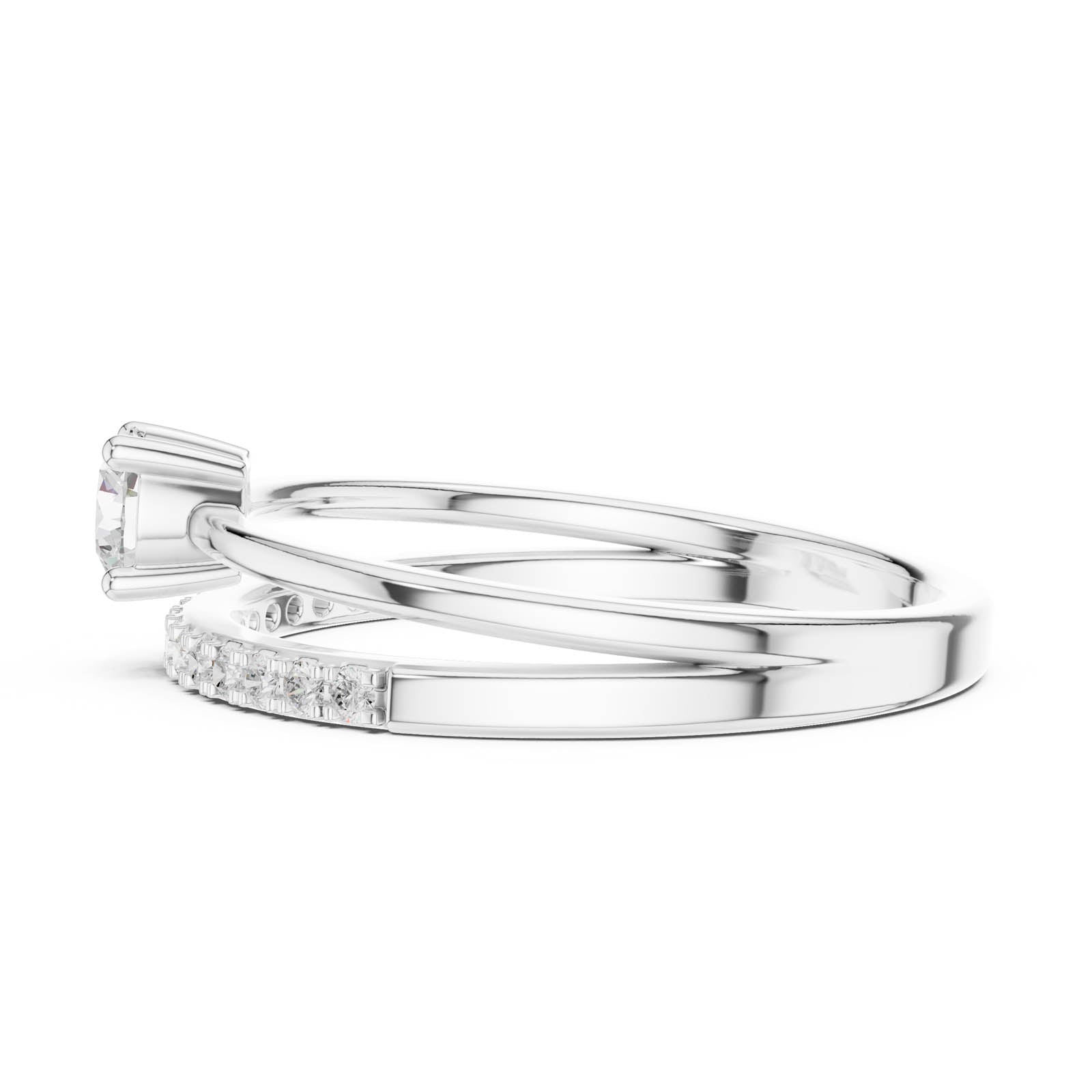 .40 Ct. Round Diamond Engagement Ring with Pavé Stackable Band (DDLR-832) 4