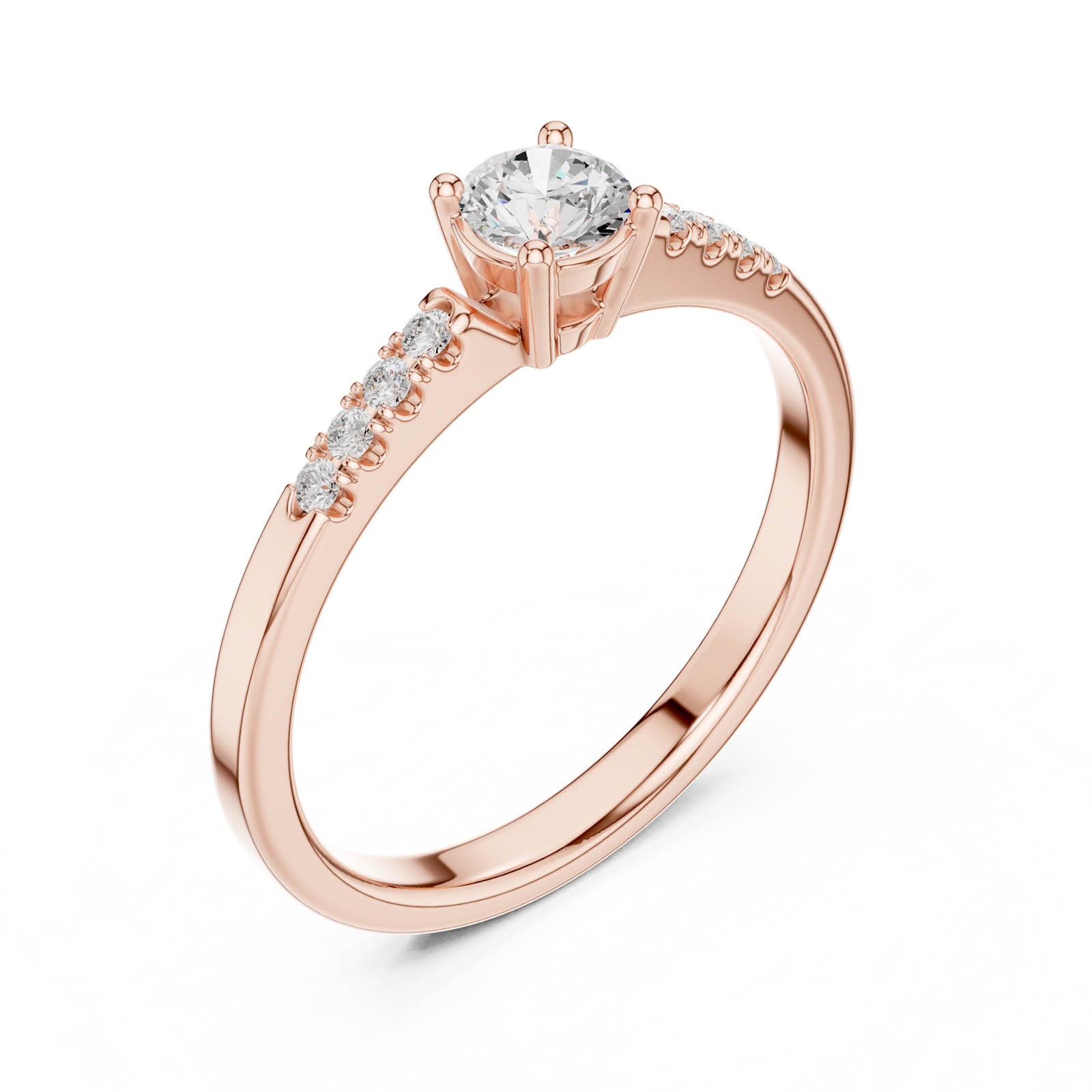 .33 Ct. Round Diamond Engagement Ring with Pavé Accent Band (DDLR-834)