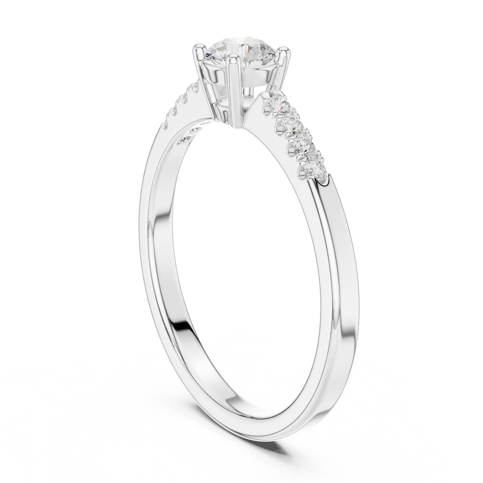.33 Ct. Round Diamond Engagement Ring with Pavé Accent Band (DDLR-834) 4