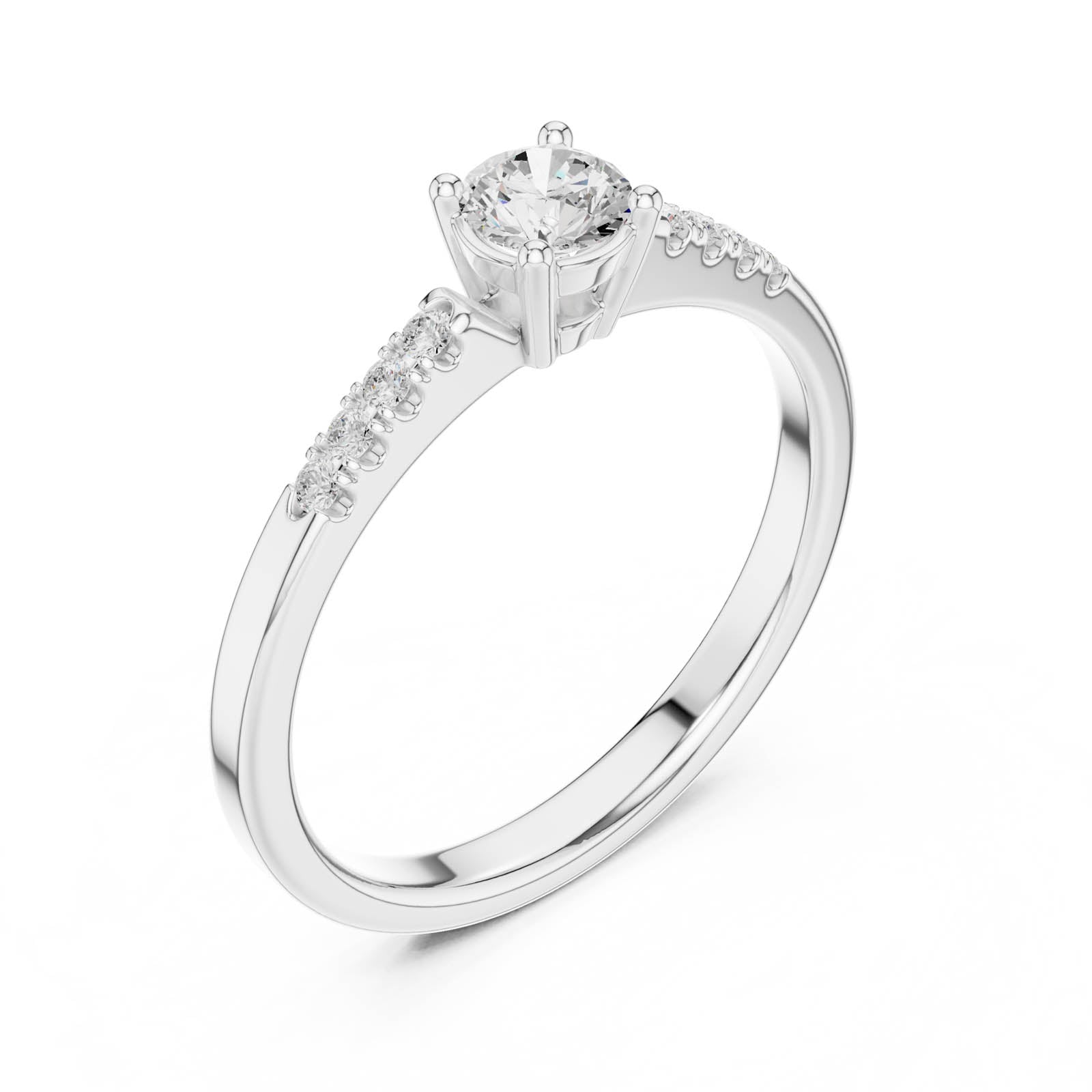 .33 Ct. Round Diamond Engagement Ring with Pavé Accent Band (DDLR-834) 11