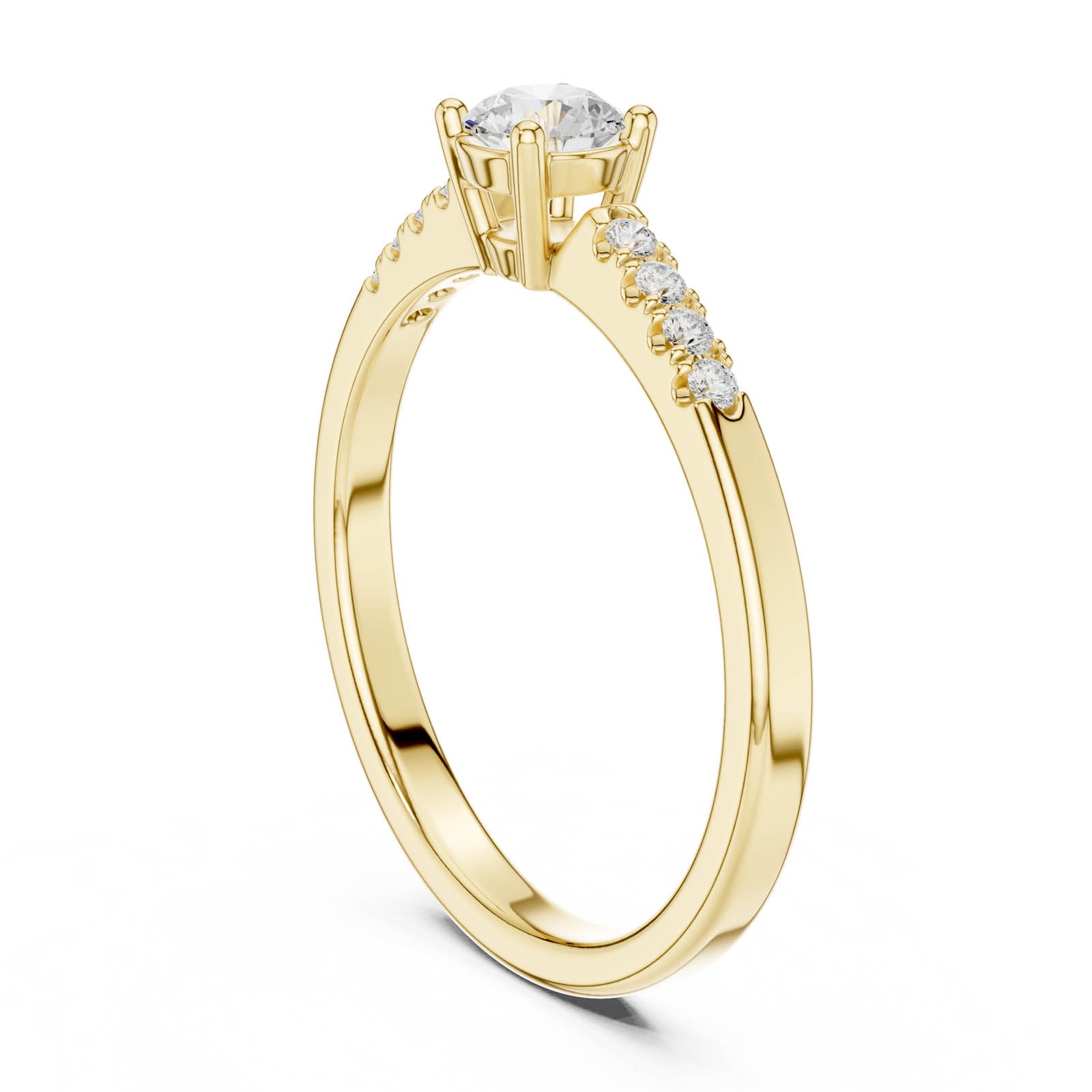 .33 Ct. Round Diamond Engagement Ring with Pavé Accent Band (DDLR-834) 9