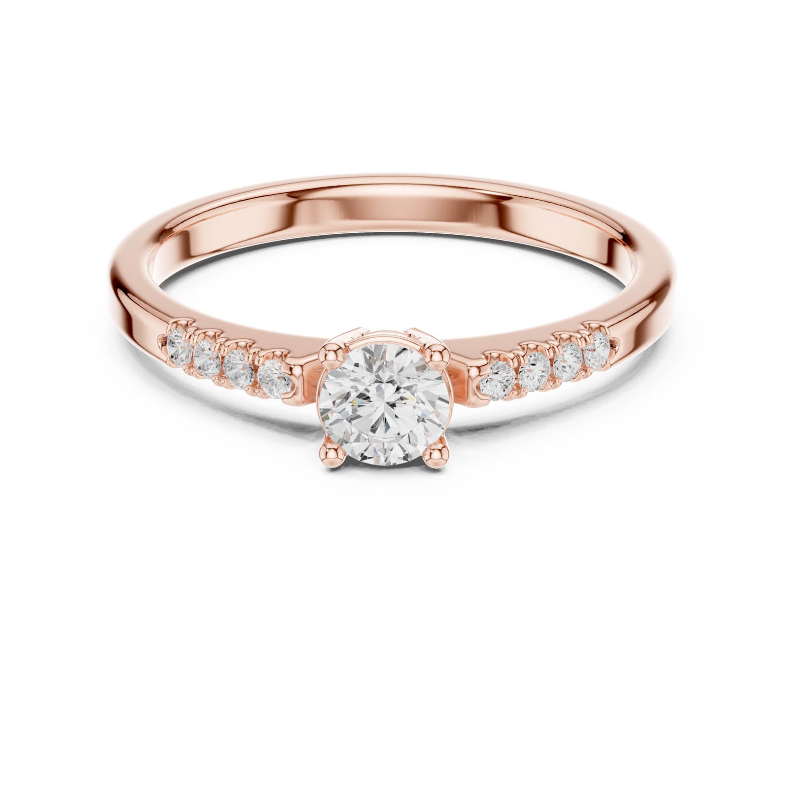 .33 Ct. Round Diamond Engagement Ring with Pavé Accent Band (DDLR-834) 8