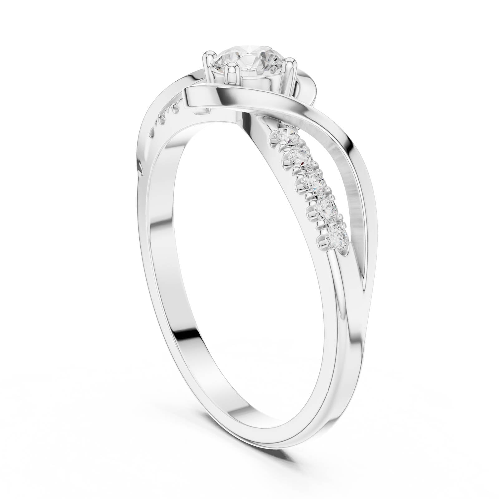.37 Ct. Round Diamond Wave Ring with Pavé Accents (DDLR-836) 3