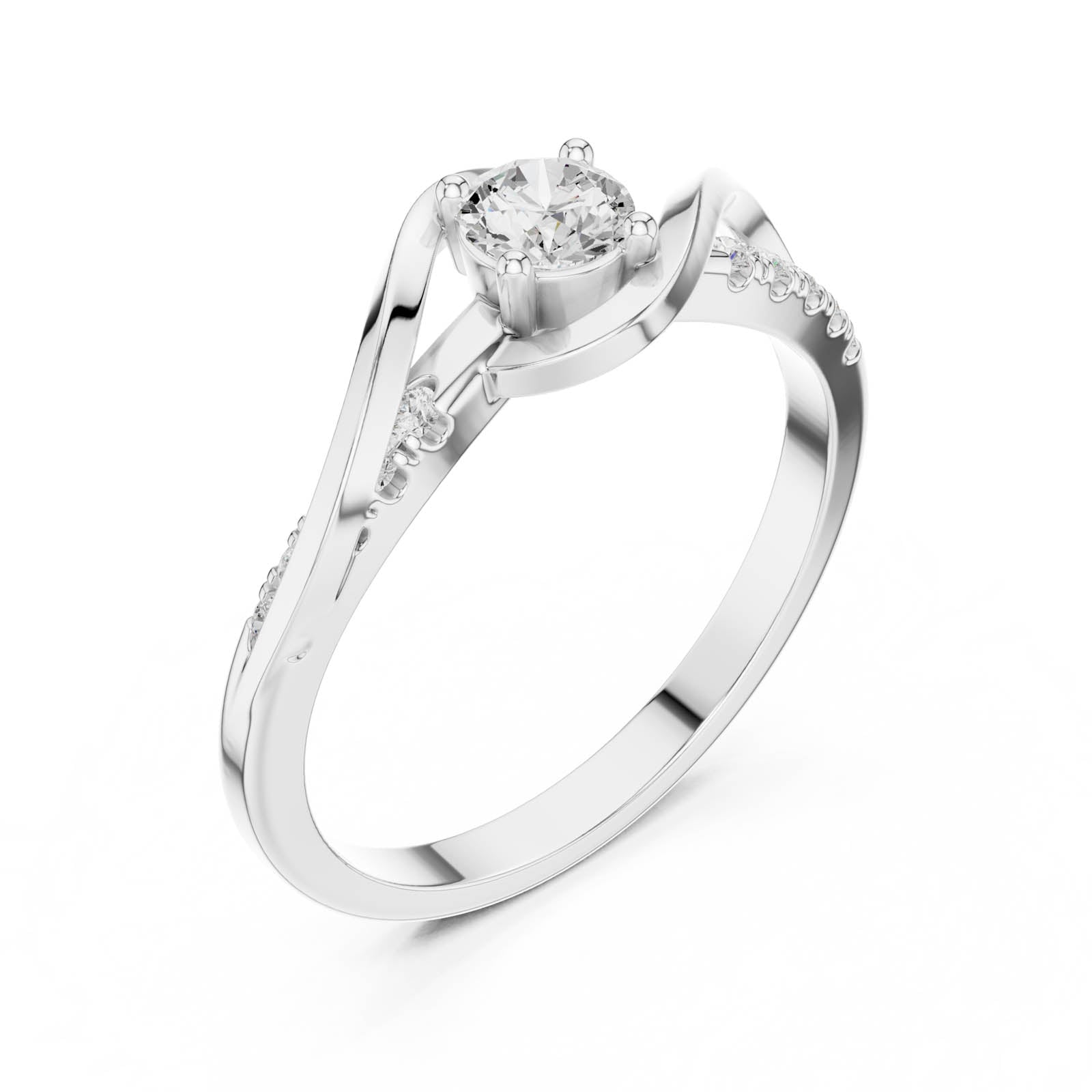 .37 Ct. Round Diamond Wave Ring with Pavé Accents (DDLR-836) 8