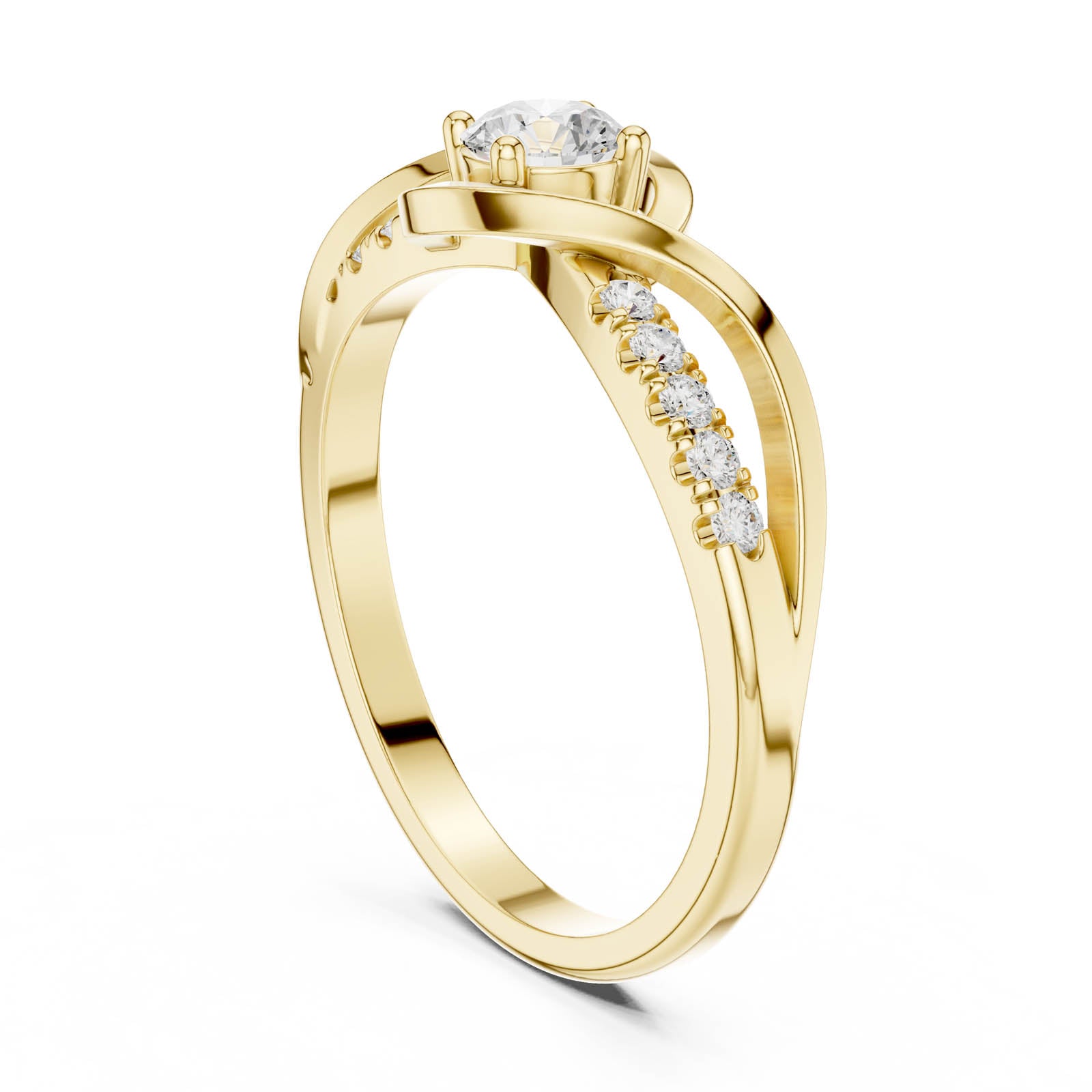 .37 Ct. Round Diamond Wave Ring with Pavé Accents (DDLR-836) 5