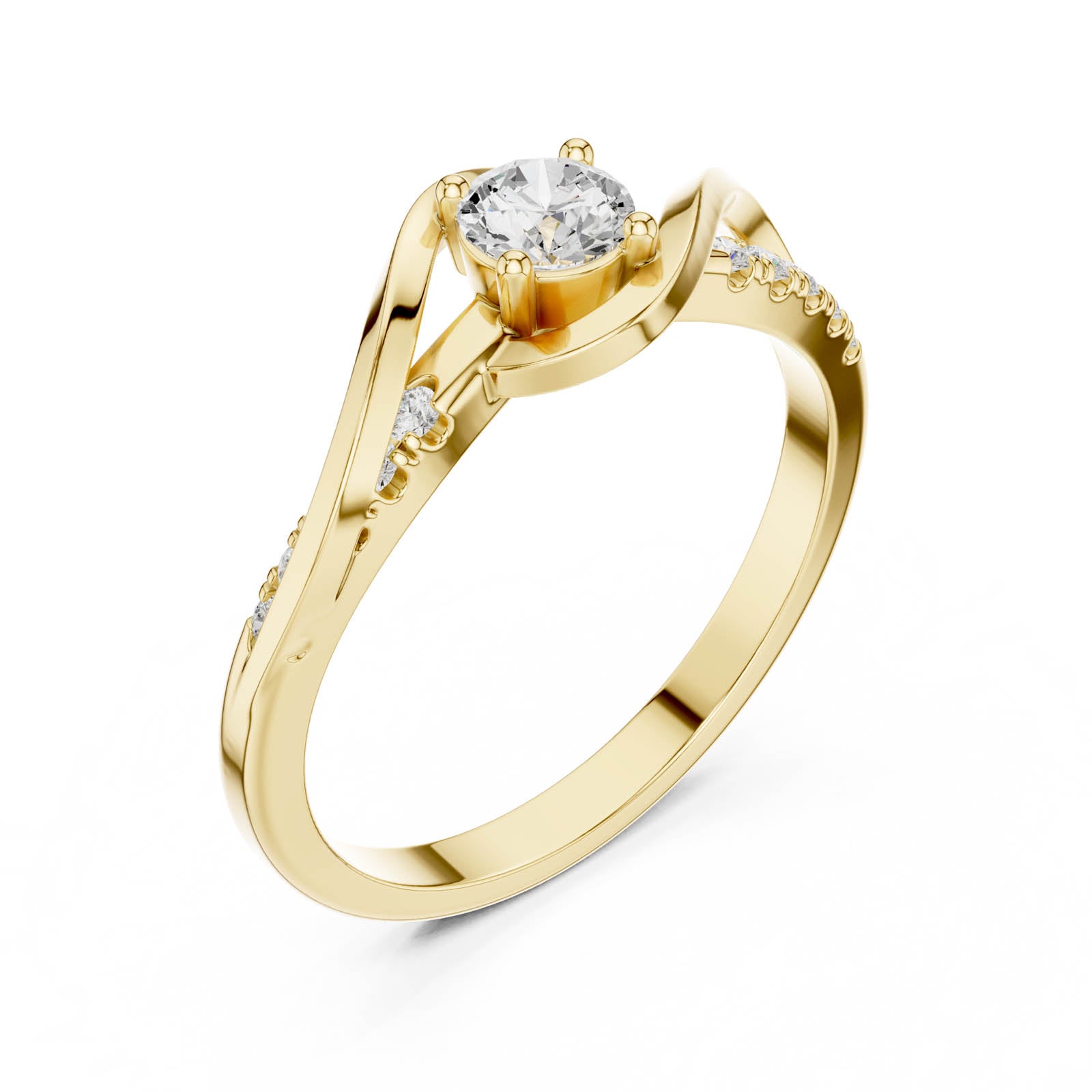 .37 Ct. Round Diamond Wave Ring with Pavé Accents (DDLR-836) 6