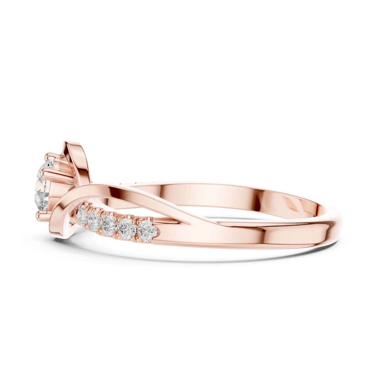 .37 Ct. Round Diamond Wave Ring with Pavé Accents (DDLR-836) 4