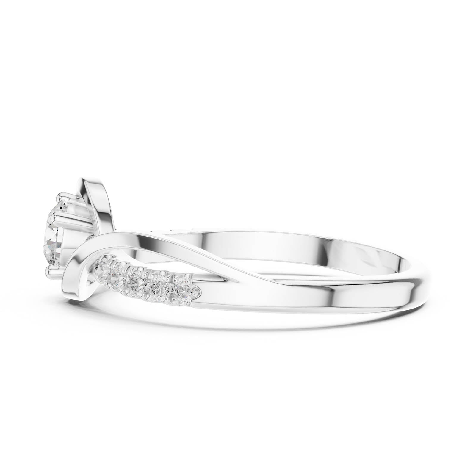 .37 Ct. Round Diamond Wave Ring with Pavé Accents (DDLR-836) 9