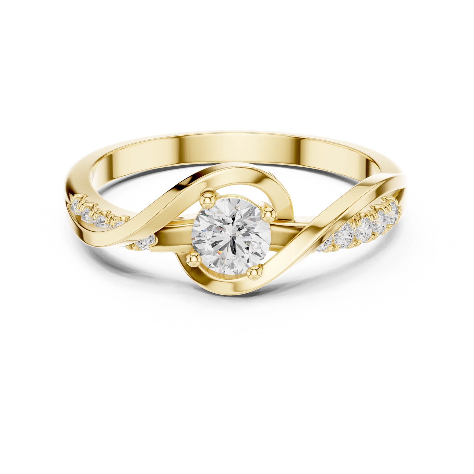 .37 Ct. Round Diamond Wave Ring with Pavé Accents (DDLR-836) 11
