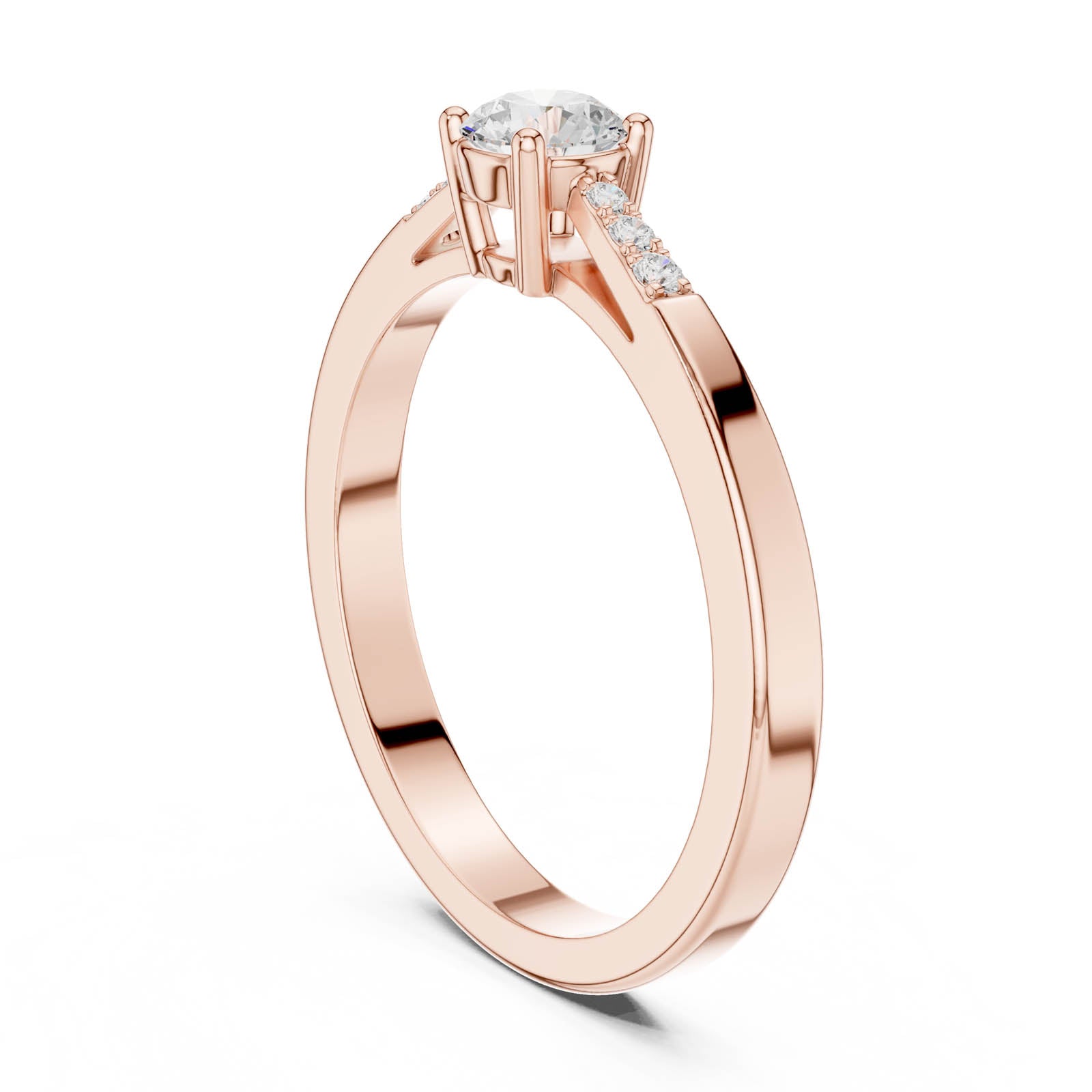 .29 Ct. Round Diamond Engagement Ring with Tapered Pavé Band (DDLR-838) 10