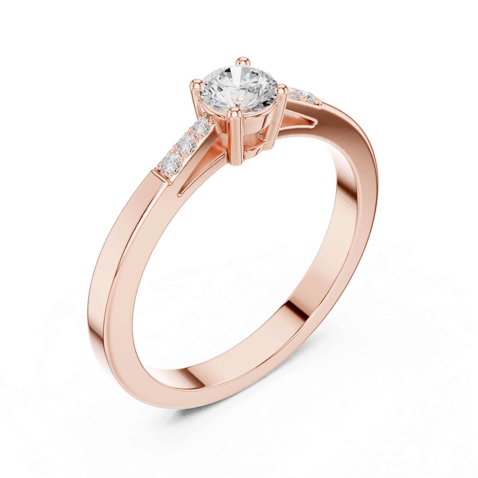 .29 Ct. Round Diamond Engagement Ring with Tapered Pavé Band (DDLR-838)