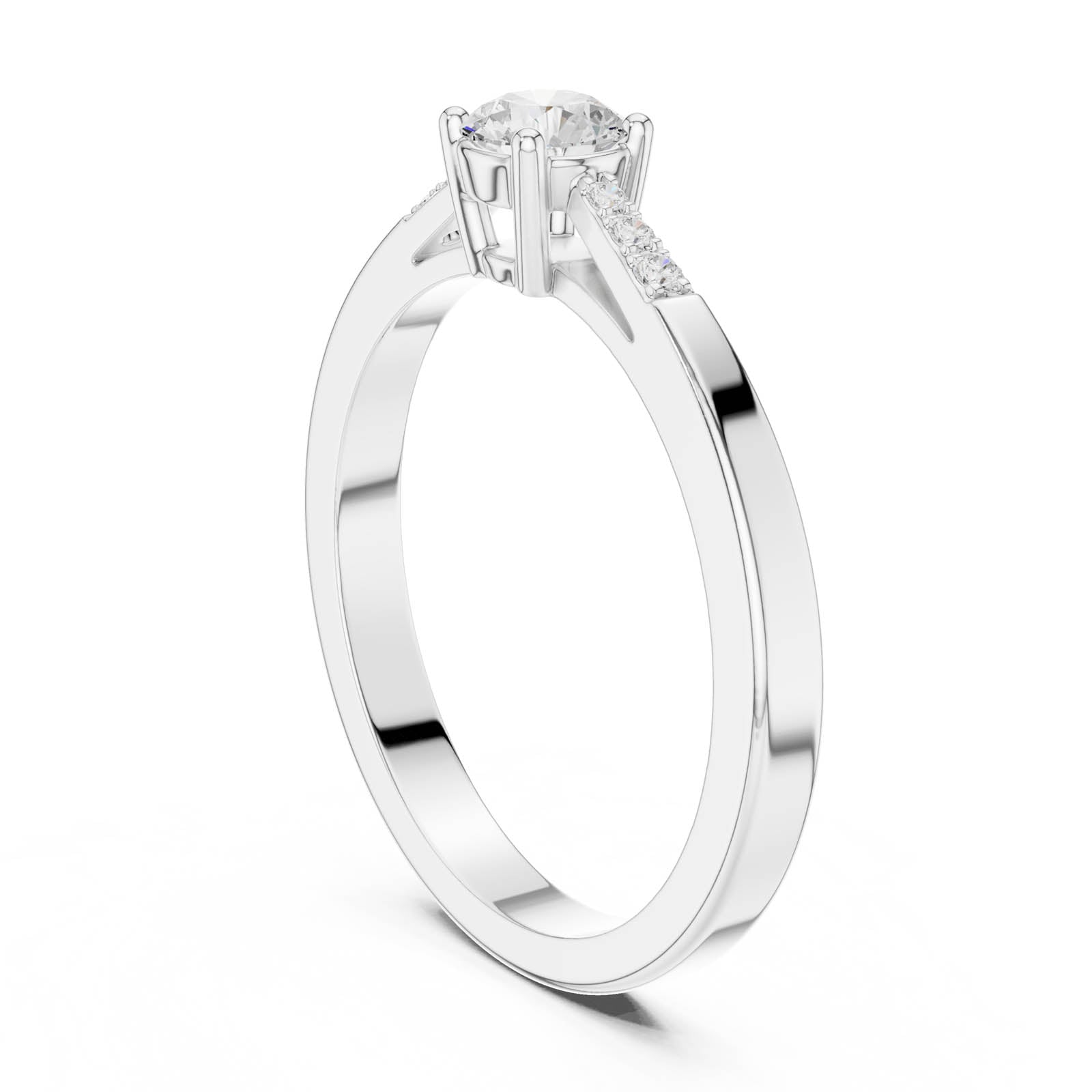 .29 Ct. Round Diamond Engagement Ring with Tapered Pavé Band (DDLR-838) 7