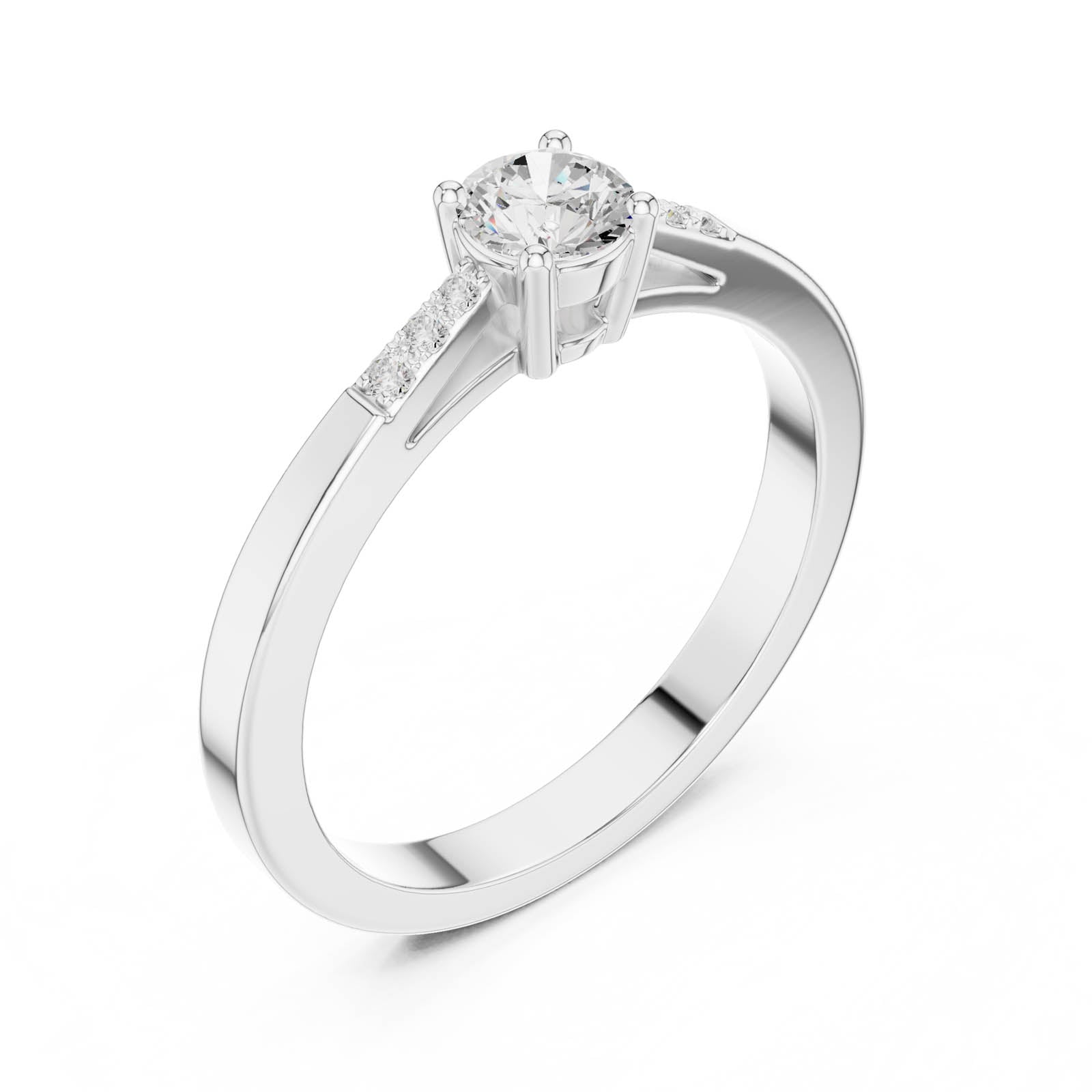 .29 Ct. Round Diamond Engagement Ring with Tapered Pavé Band (DDLR-838) 4