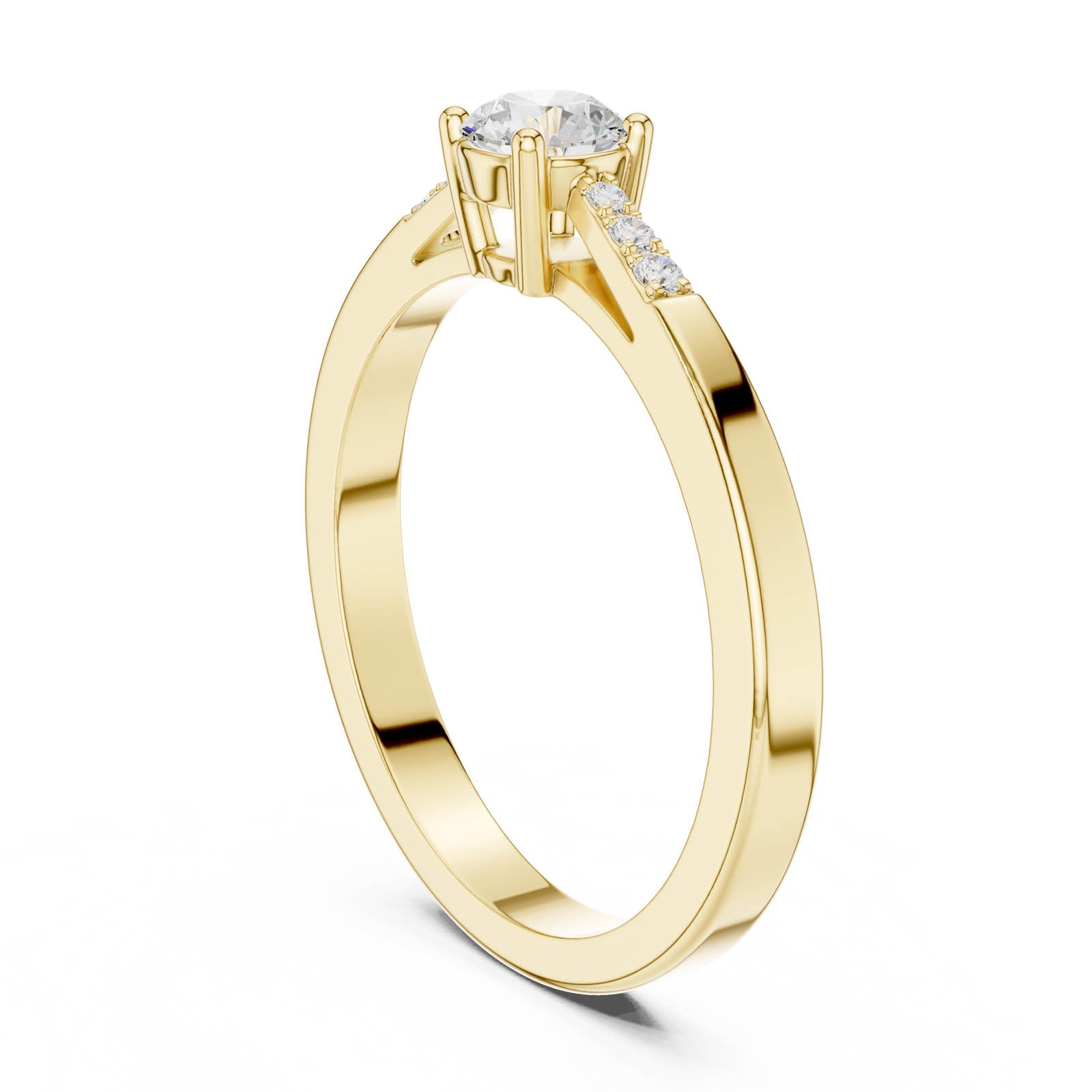 .29 Ct. Round Diamond Engagement Ring with Tapered Pavé Band (DDLR-838) 12