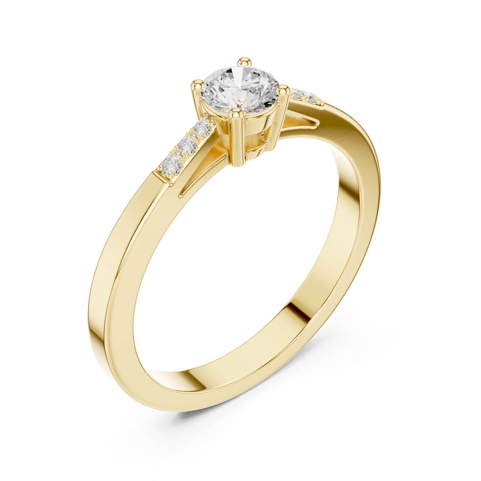 .29 Ct. Round Diamond Engagement Ring with Tapered Pavé Band (DDLR-838) 8