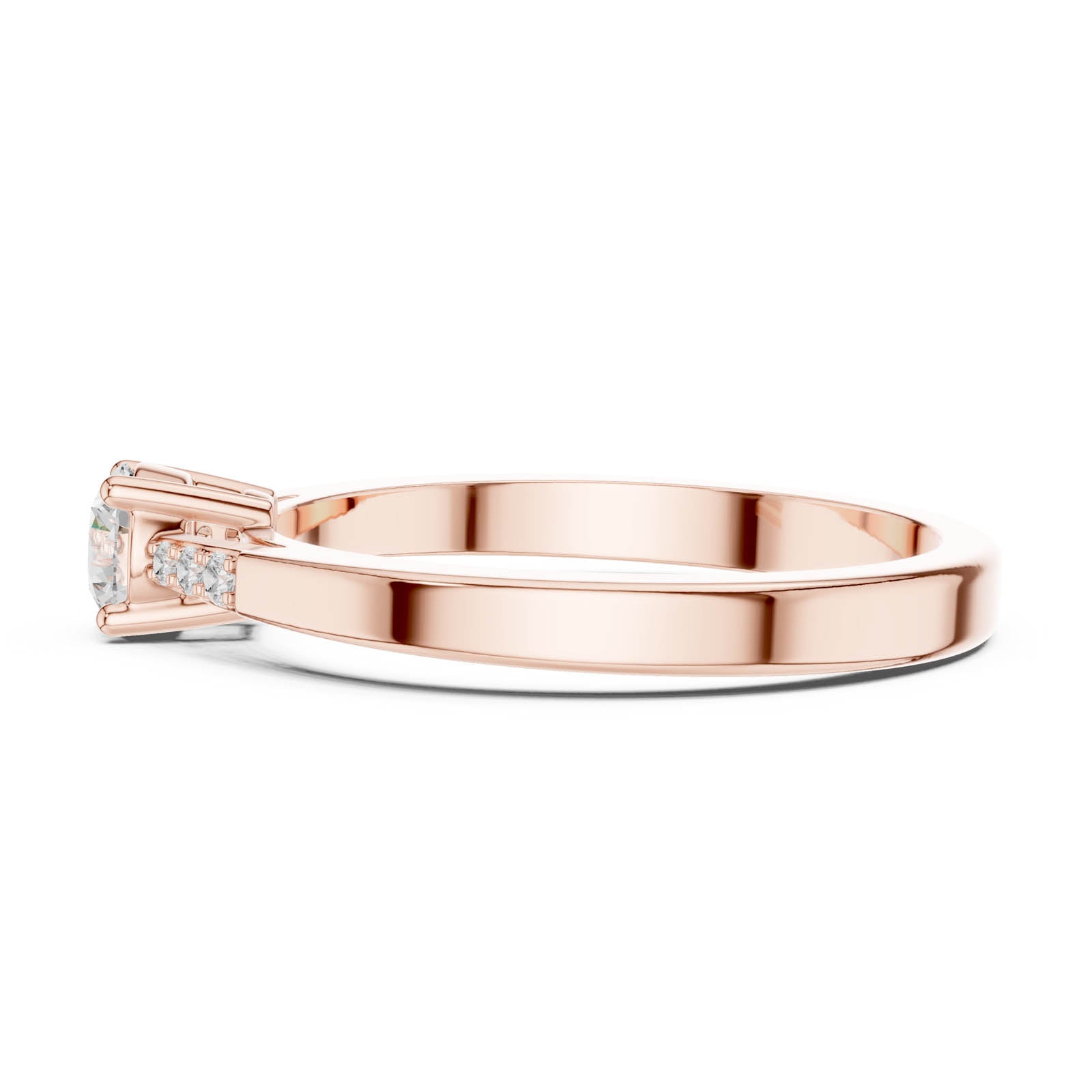 .29 Ct. Round Diamond Engagement Ring with Tapered Pavé Band (DDLR-838) 9