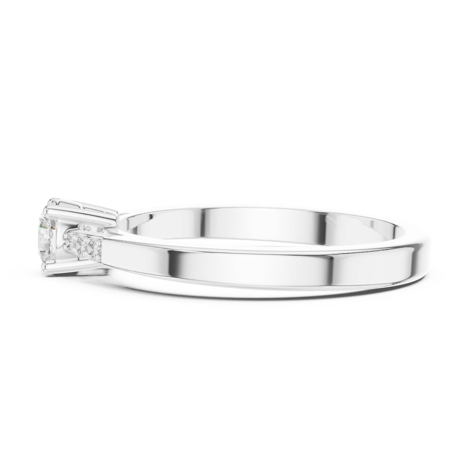 .29 Ct. Round Diamond Engagement Ring with Tapered Pavé Band (DDLR-838) 11