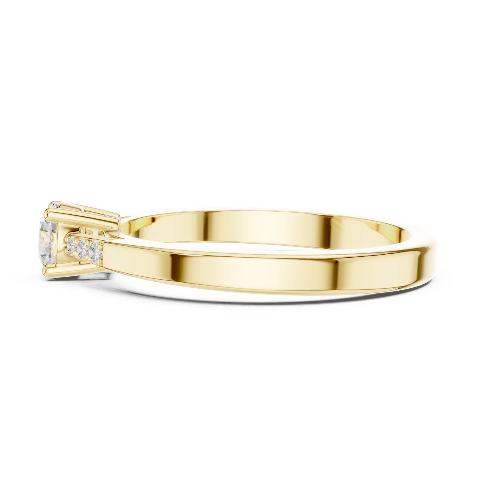.29 Ct. Round Diamond Engagement Ring with Tapered Pavé Band (DDLR-838) 3