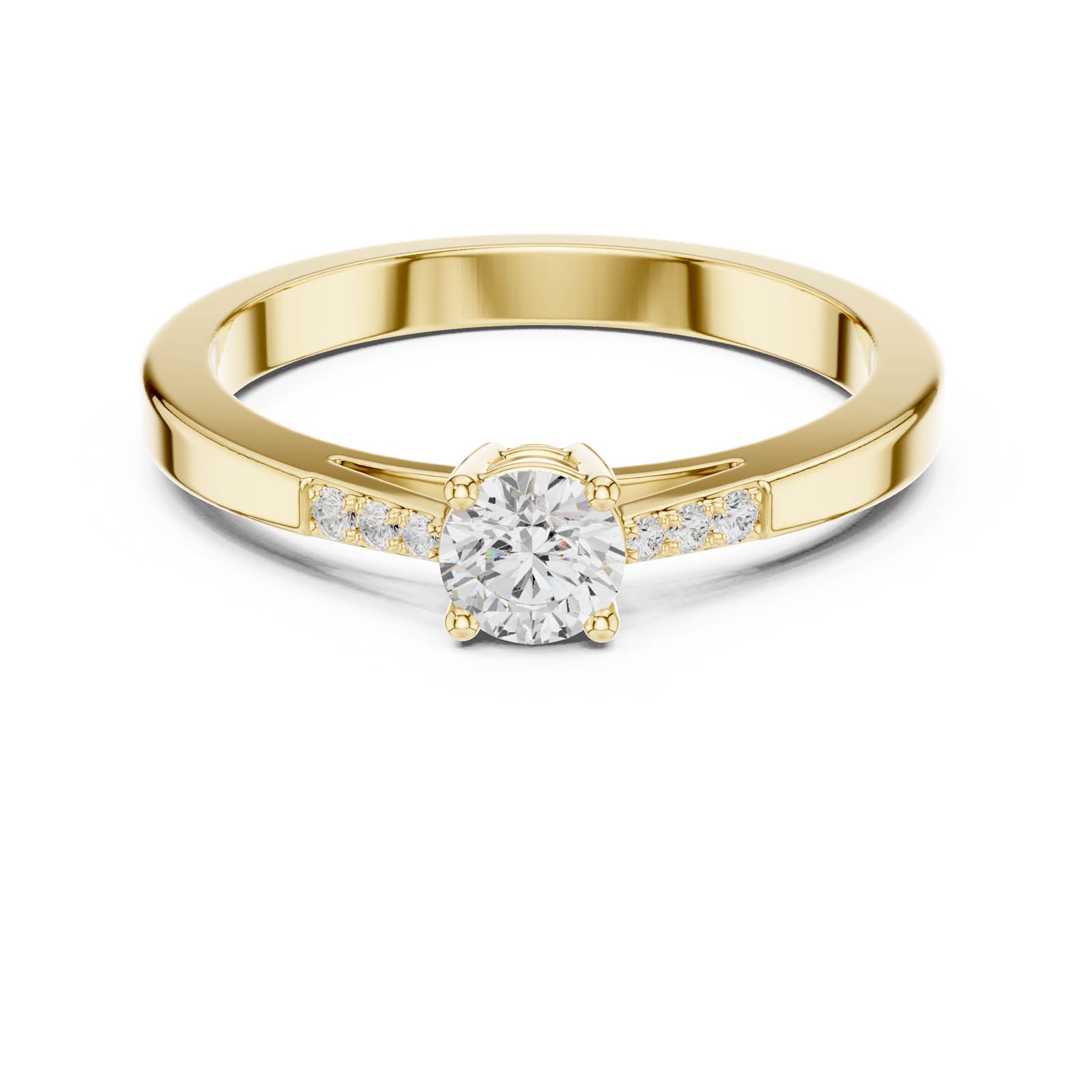 .29 Ct. Round Diamond Engagement Ring with Tapered Pavé Band (DDLR-838) 6